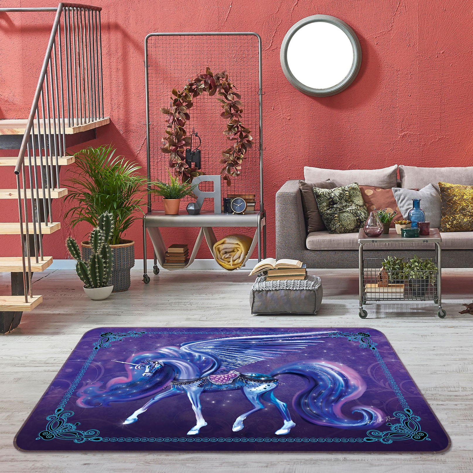 3D Forest Unicorn 3016 Rose Catherine Khan Rug Non Slip Rug Mat