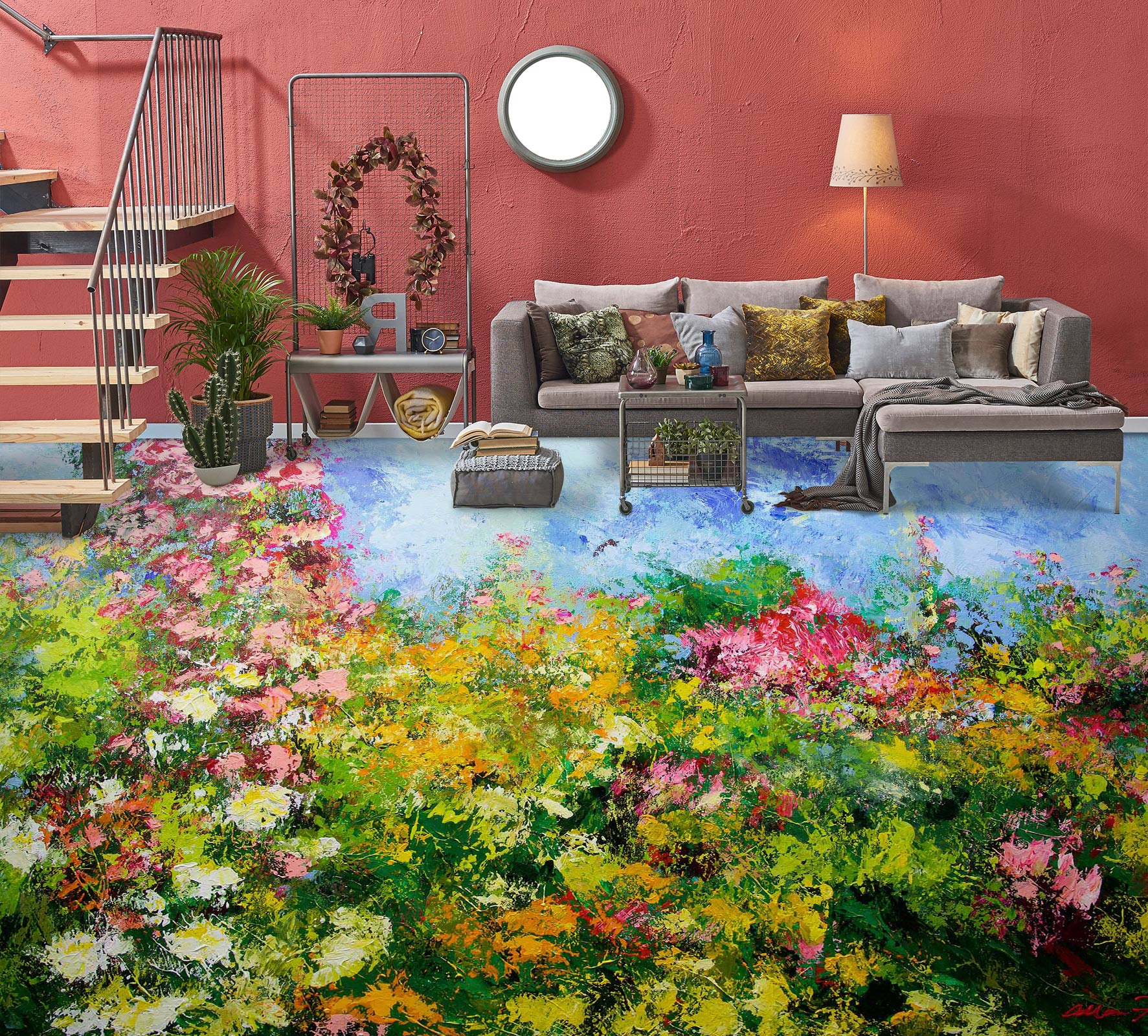 3D Flower Bush Painting 9627 Allan P. Friedlander Floor Mural Wallpaper Murals Self-Adhesive Removable Print Epoxy