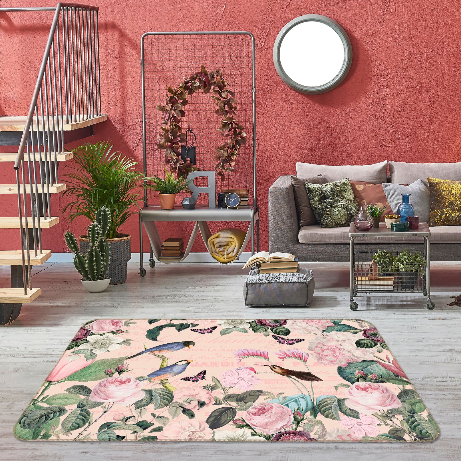 3D Bird Flowers 1015 Andrea haase Rug Non Slip Rug Mat