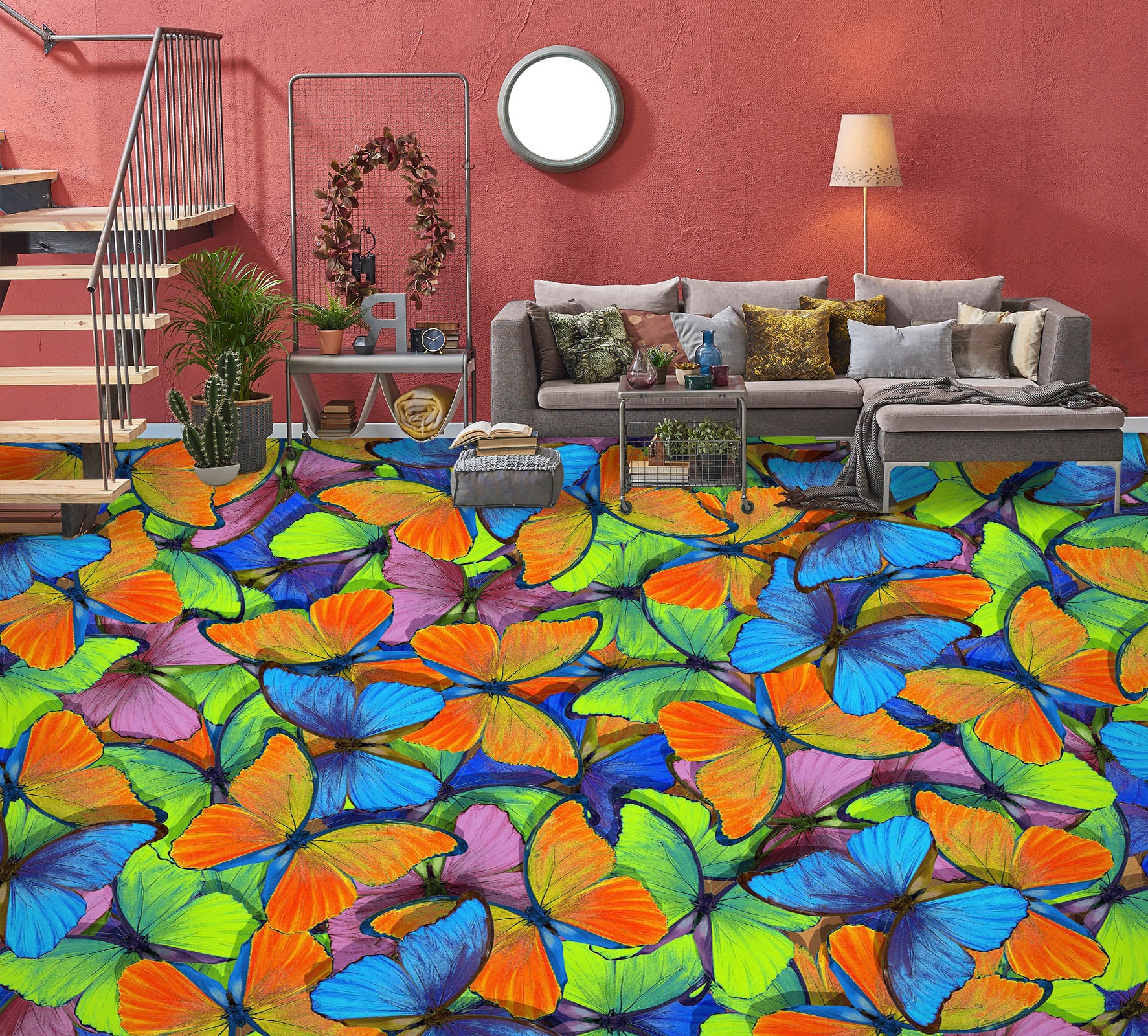 3D Psychedelic Butterflies 209 Floor Mural Wallpaper Murals Rug & Mat Print Epoxy waterproof bath floor