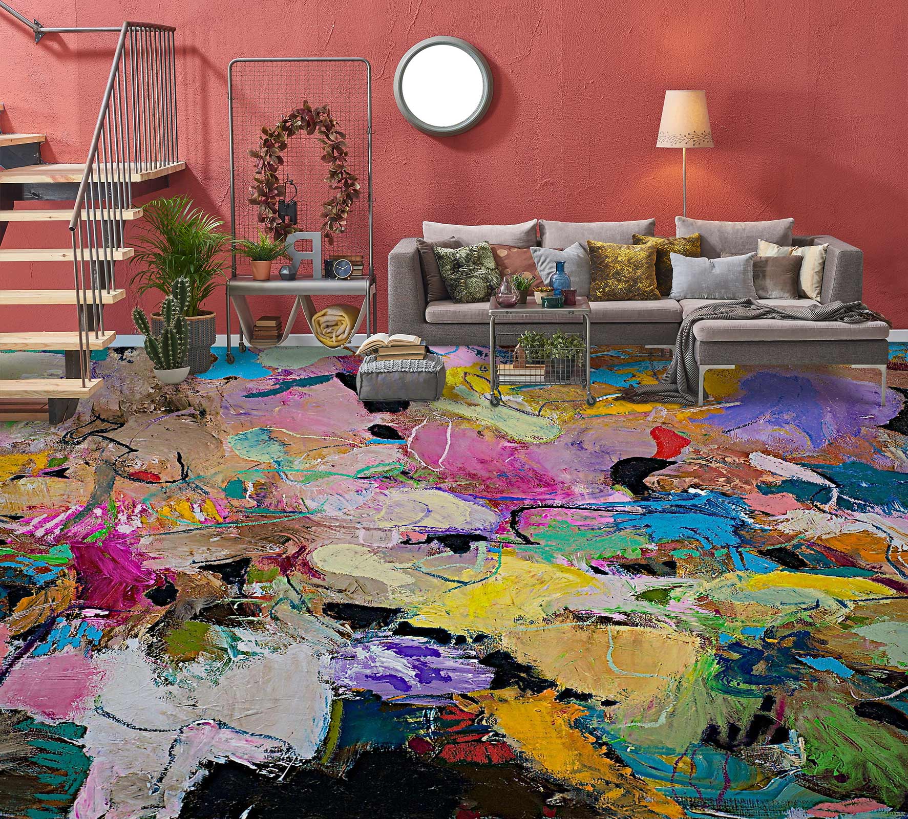 3D Colorful Paint 9607 Allan P. Friedlander Floor Mural Wallpaper Murals Self-Adhesive Removable Print Epoxy