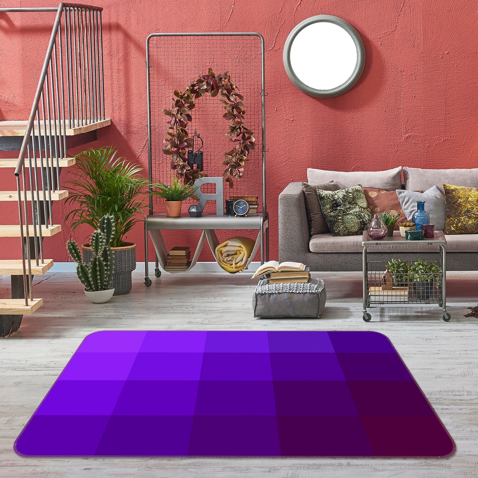 3D Purple 71016 Shandra Smith Rug Non Slip Rug Mat