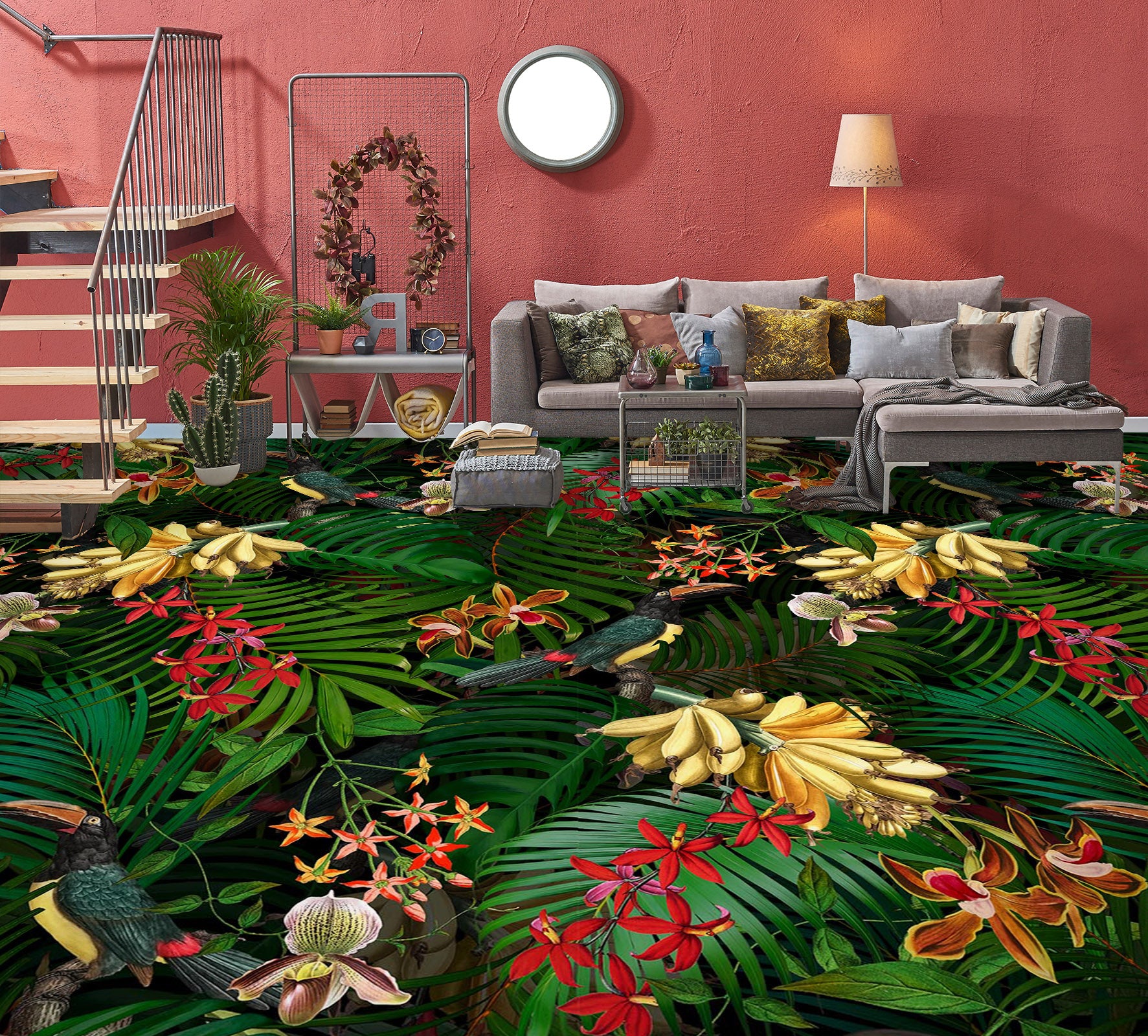 3D Flower Bush Grove 10003 Uta Naumann Floor Mural Wallpaper Murals Self-Adhesive Removable Print Epoxy