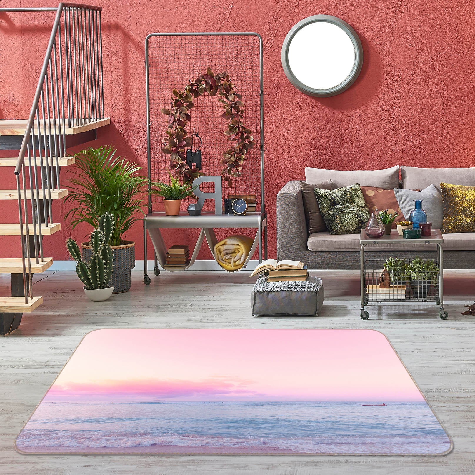 3D Pink Sky 1006 Noirblanc777 Rug Non Slip Rug Mat