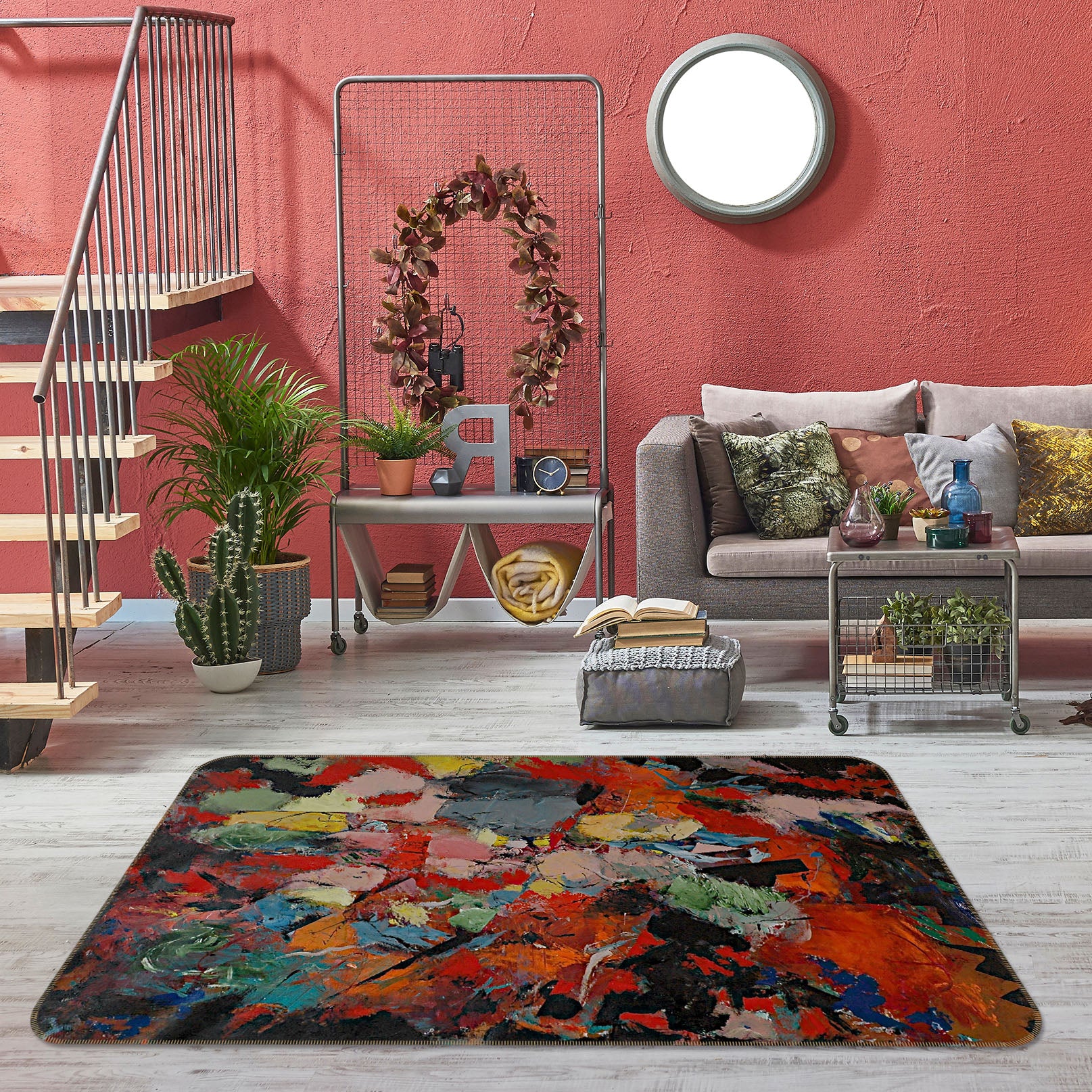 3D Red Pattern 1005 Allan P. Friedlander Rug Non Slip Rug Mat