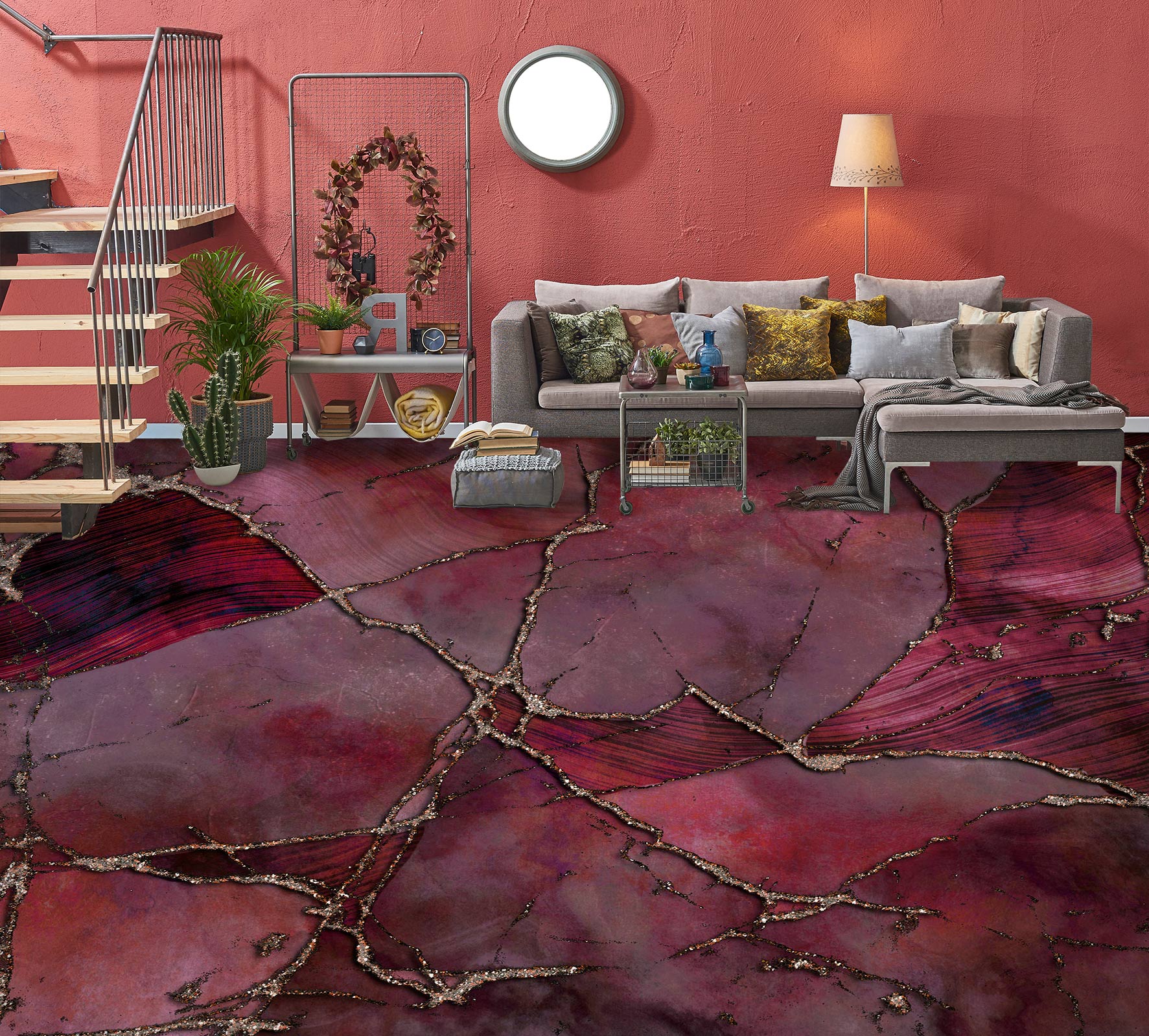 3D Red Pattern Crack 102142 Andrea Haase Floor Mural Wallpaper Murals Self-Adhesive Removable Print Epoxy