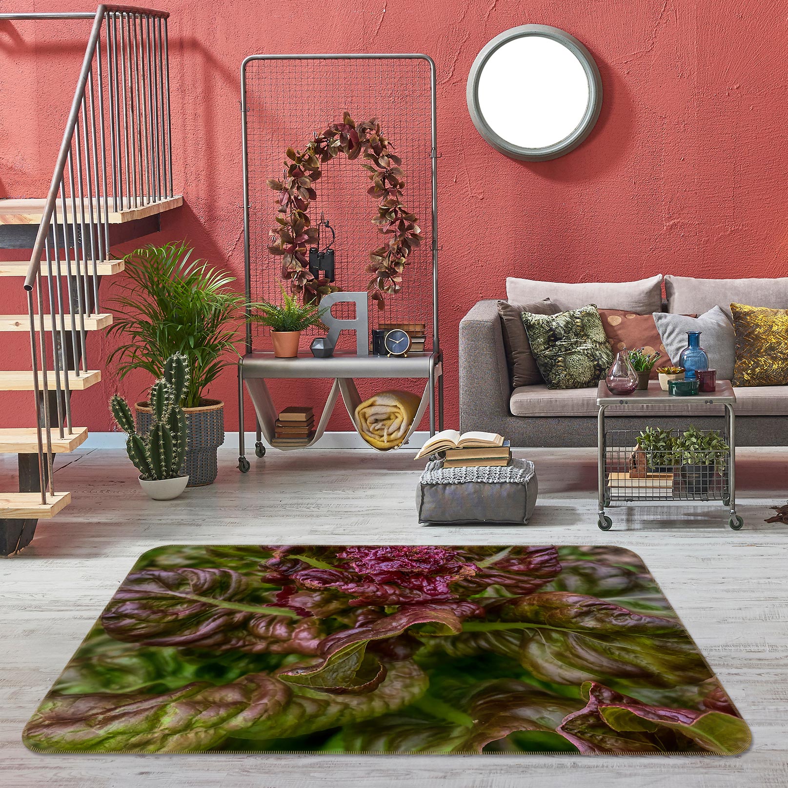 3D Red Lettuce 1012 Jerry LoFaro Rug Non Slip Rug Mat