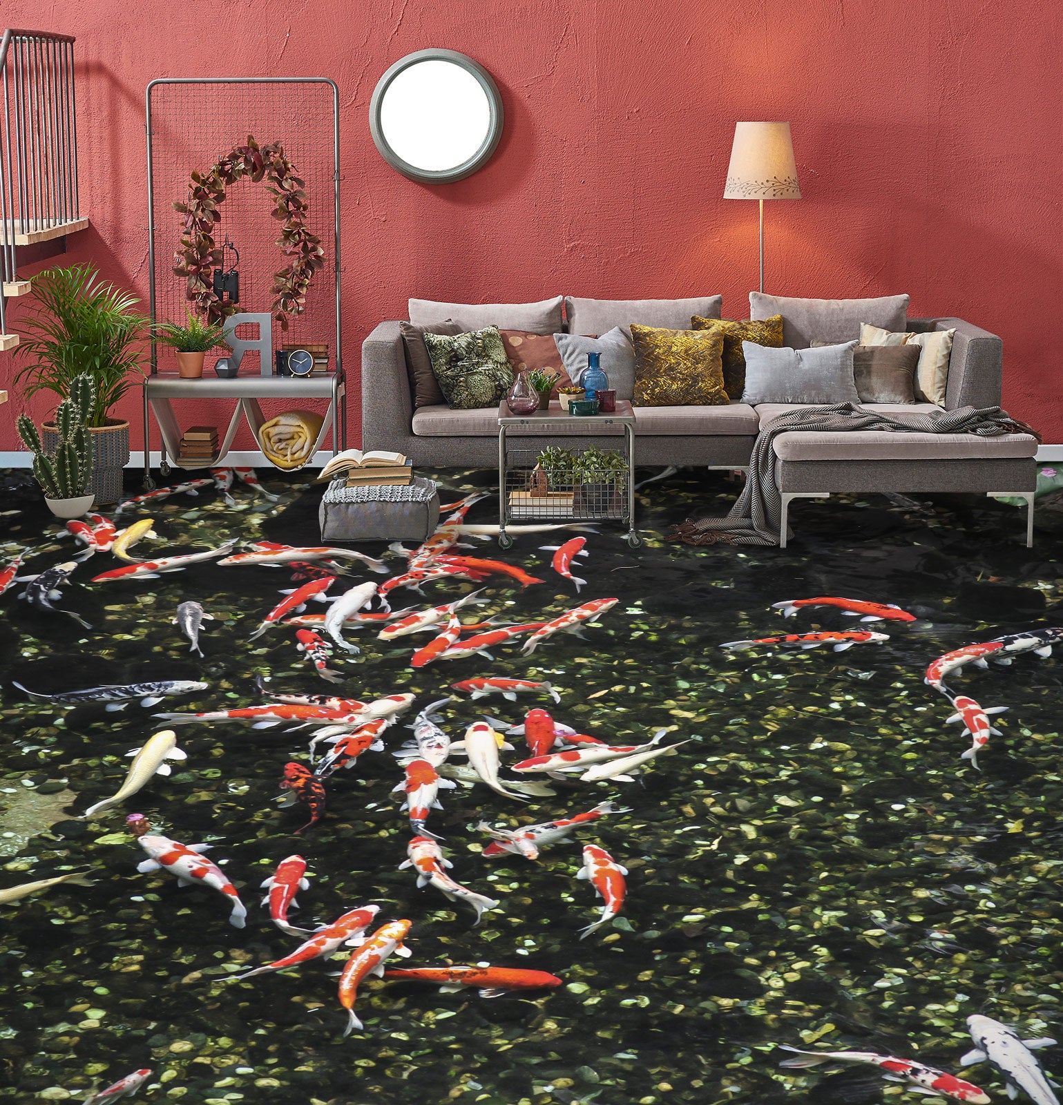 3D Lucky Koi Life 1018 Floor Mural Wallpaper Murals Self-Adhesive Removable Print Epoxy