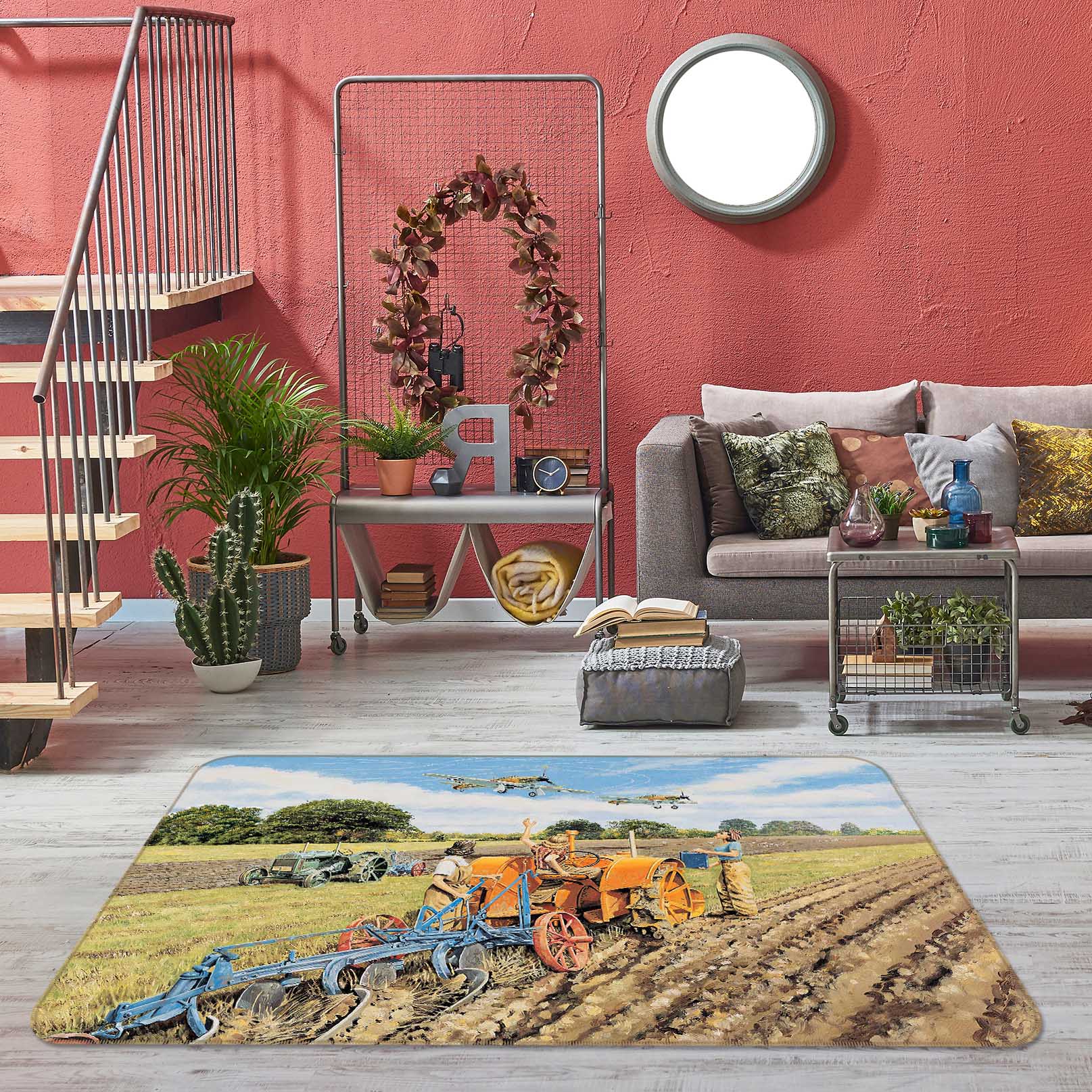 3D Ploughing For Britain 1096 Trevor Mitchell Rug Non Slip Rug Mat