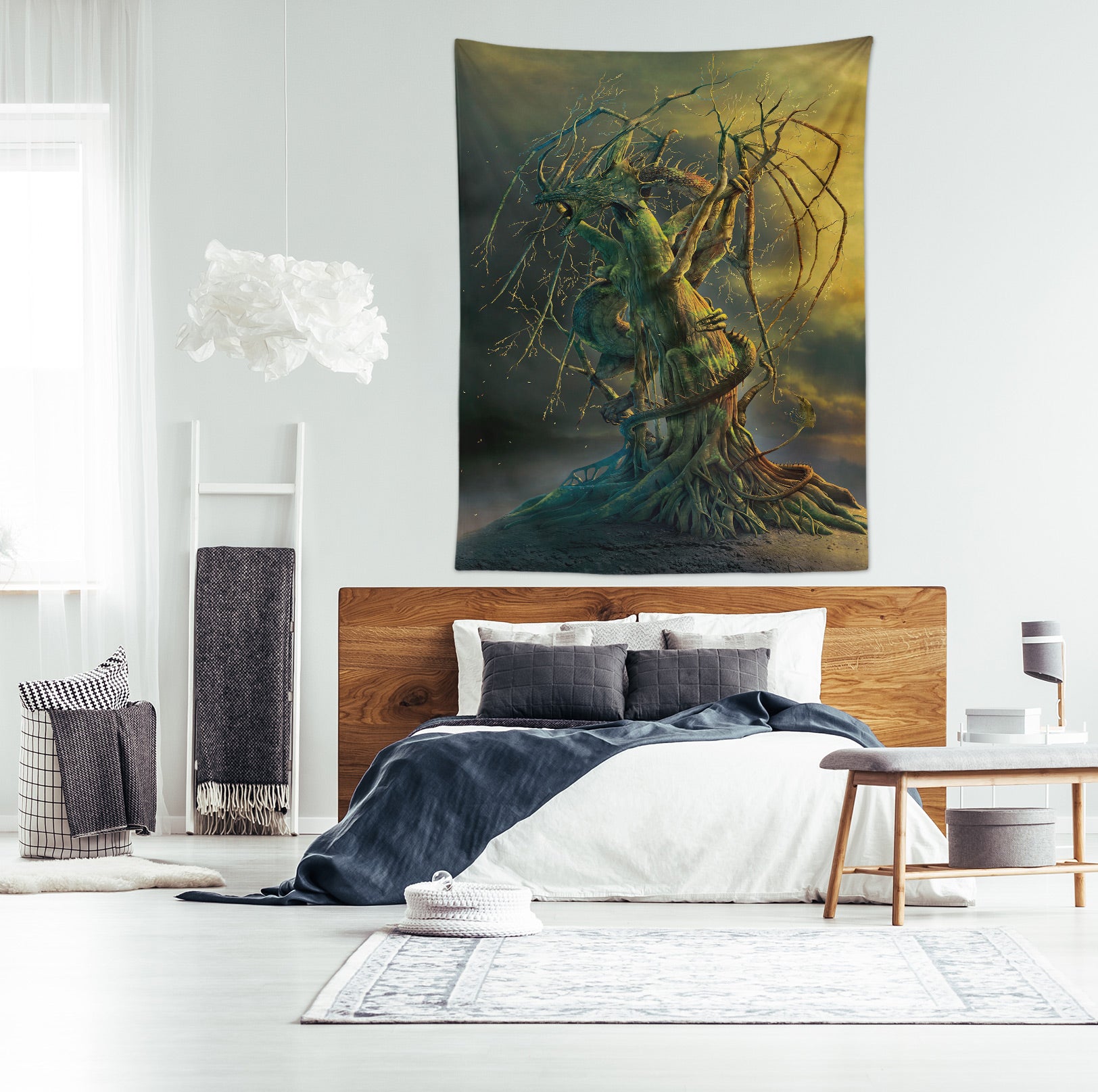 3D Wood Dragon 11745 Vincent Tapestry Hanging Cloth Hang