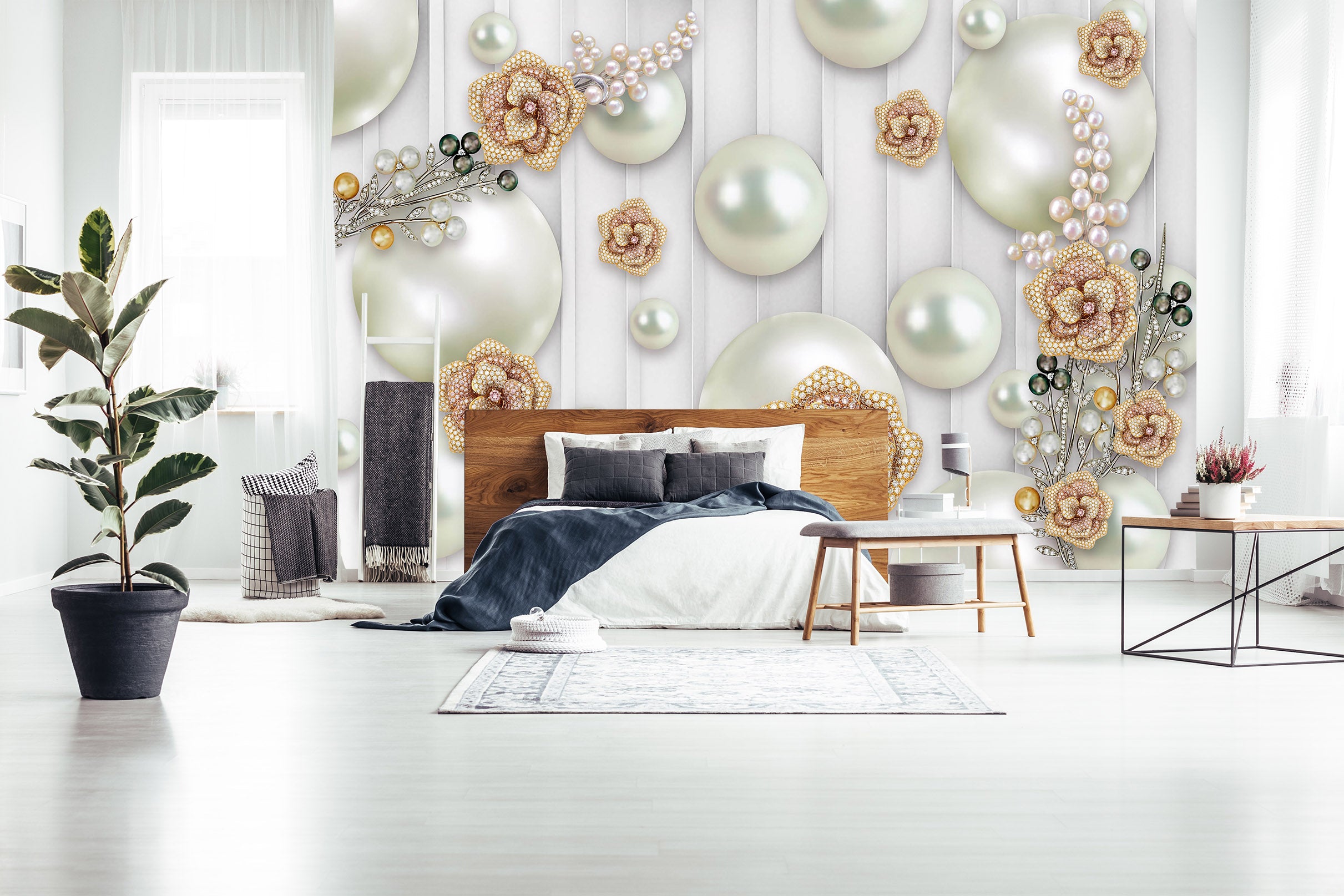 3D White Pearl 1532 Wall Murals