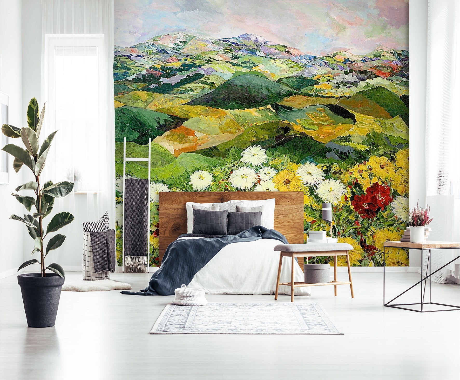 3D White Chrysanthemum 143 Allan P. Friedlander Wall Mural Wall Murals