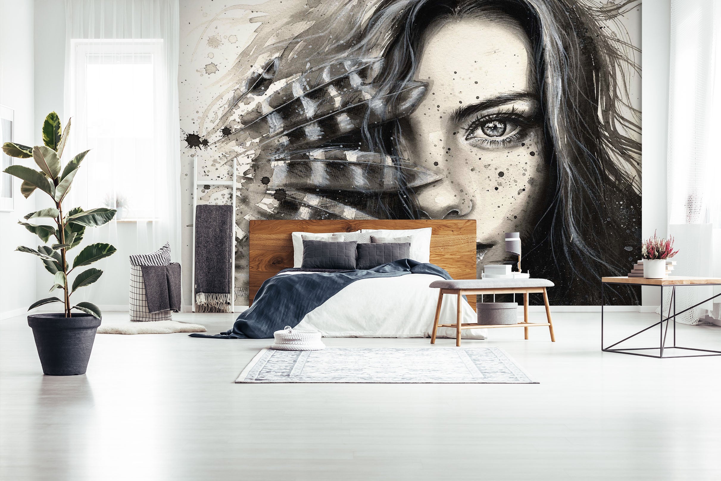 3D Hand Drawn Girl 1669 Wall Murals