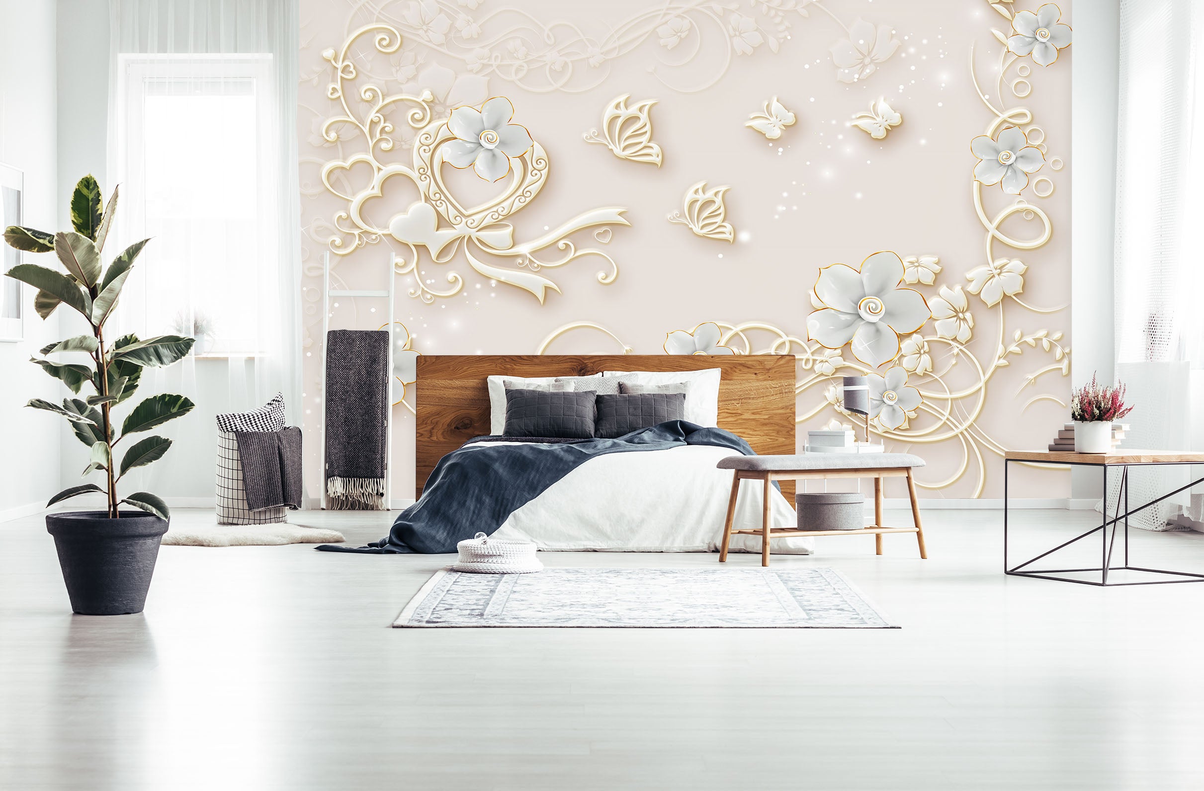 3D Pink Rose 1521 Wall Murals