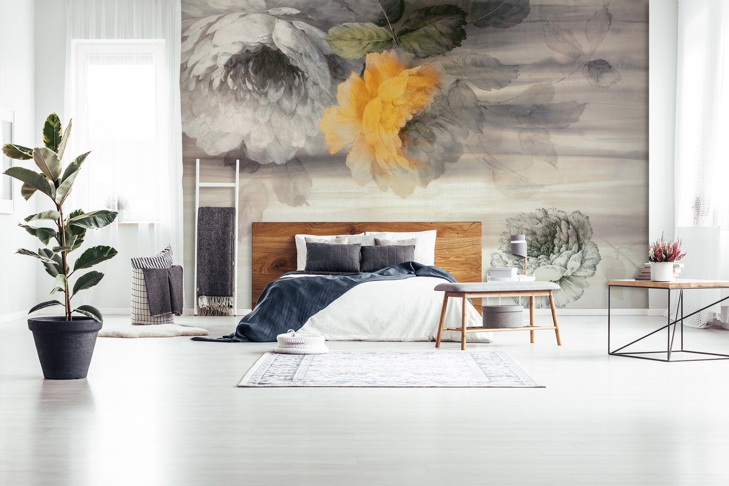 3D Hand Drawn Flowers 1703 Wall Murals