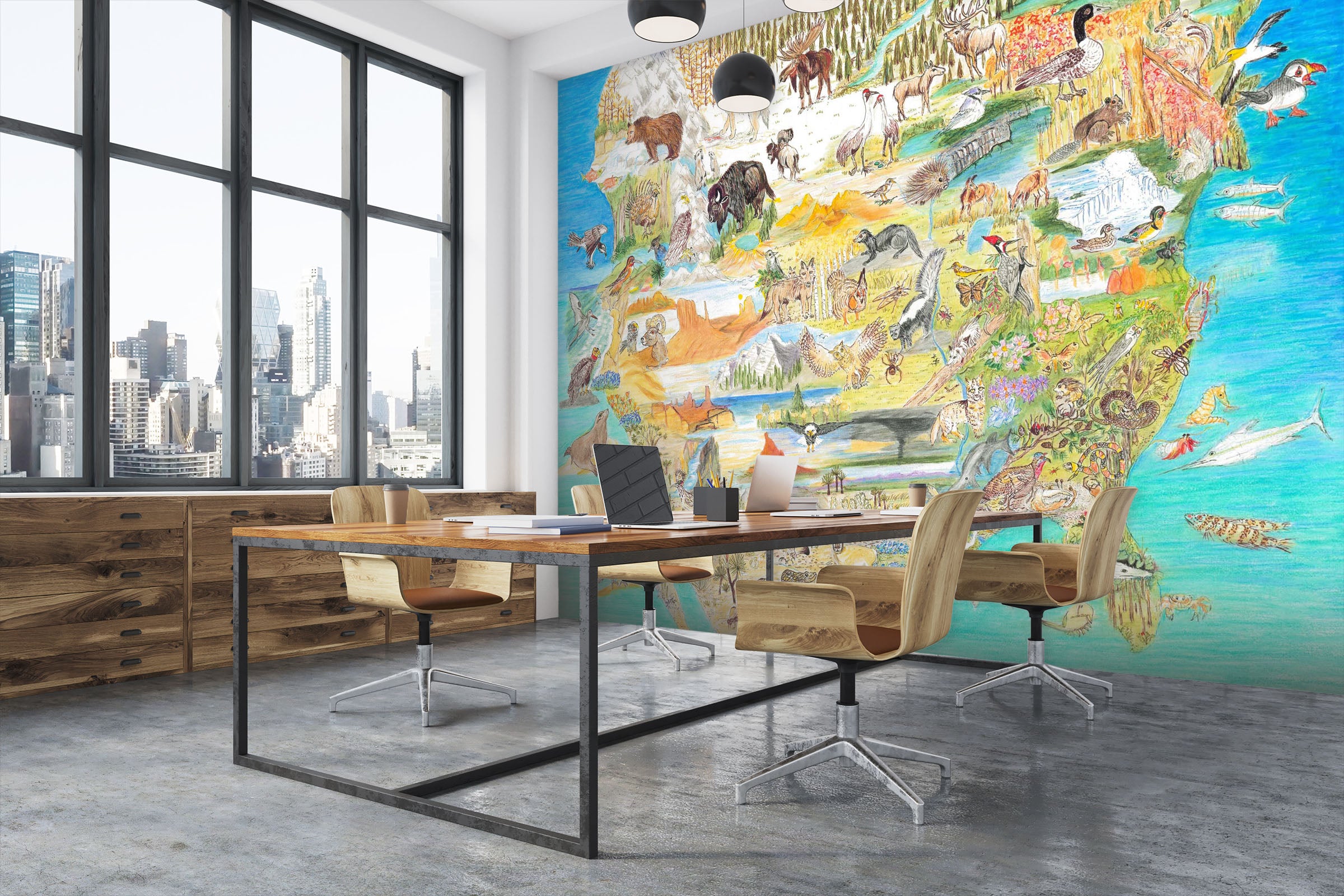 3D Animal Map 1414 Michael Sewell Wall Mural Wall Murals