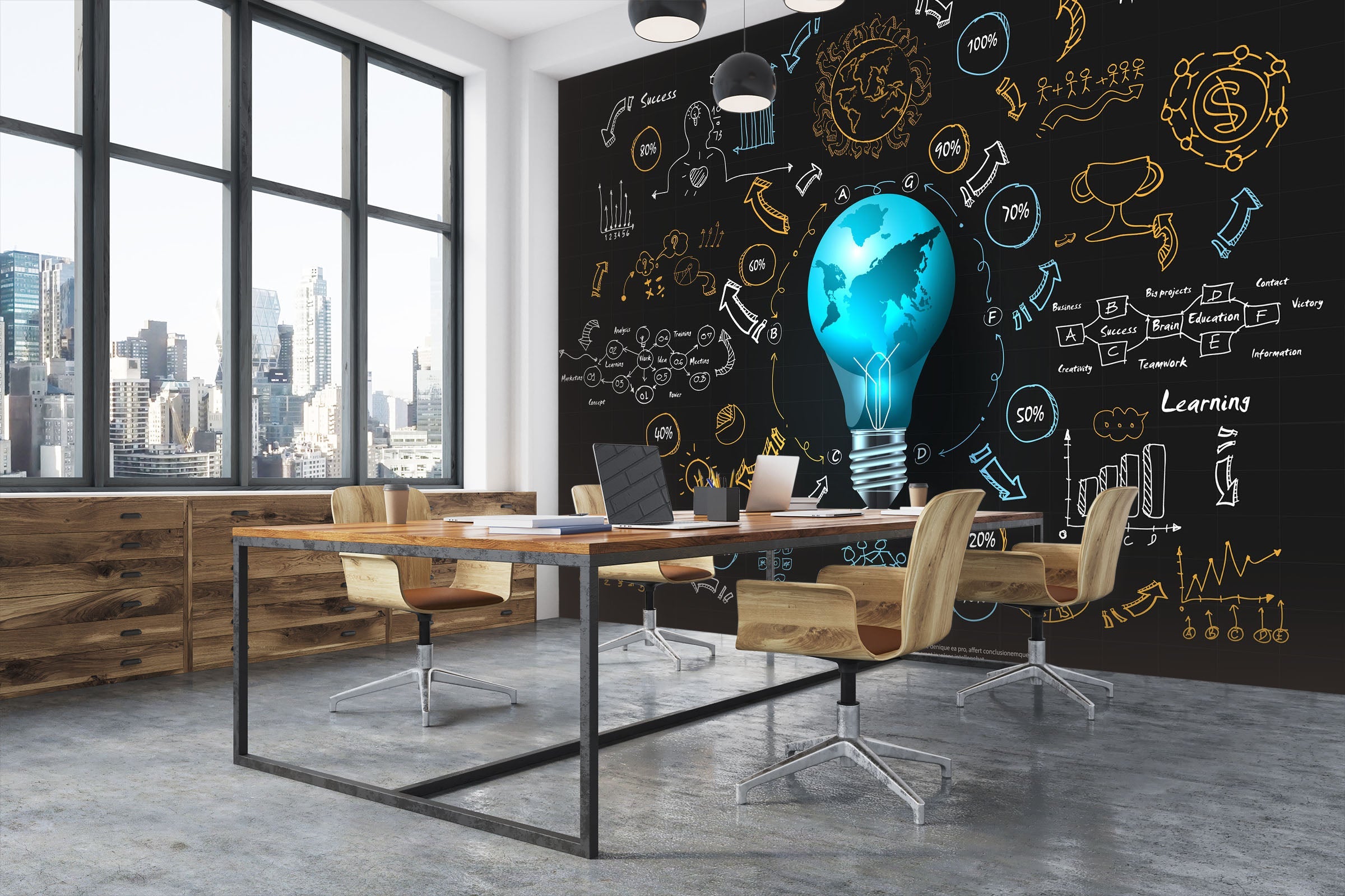 3D Light Bulb Formula 039 Wall Murals Wallpaper AJ Wallpaper 2