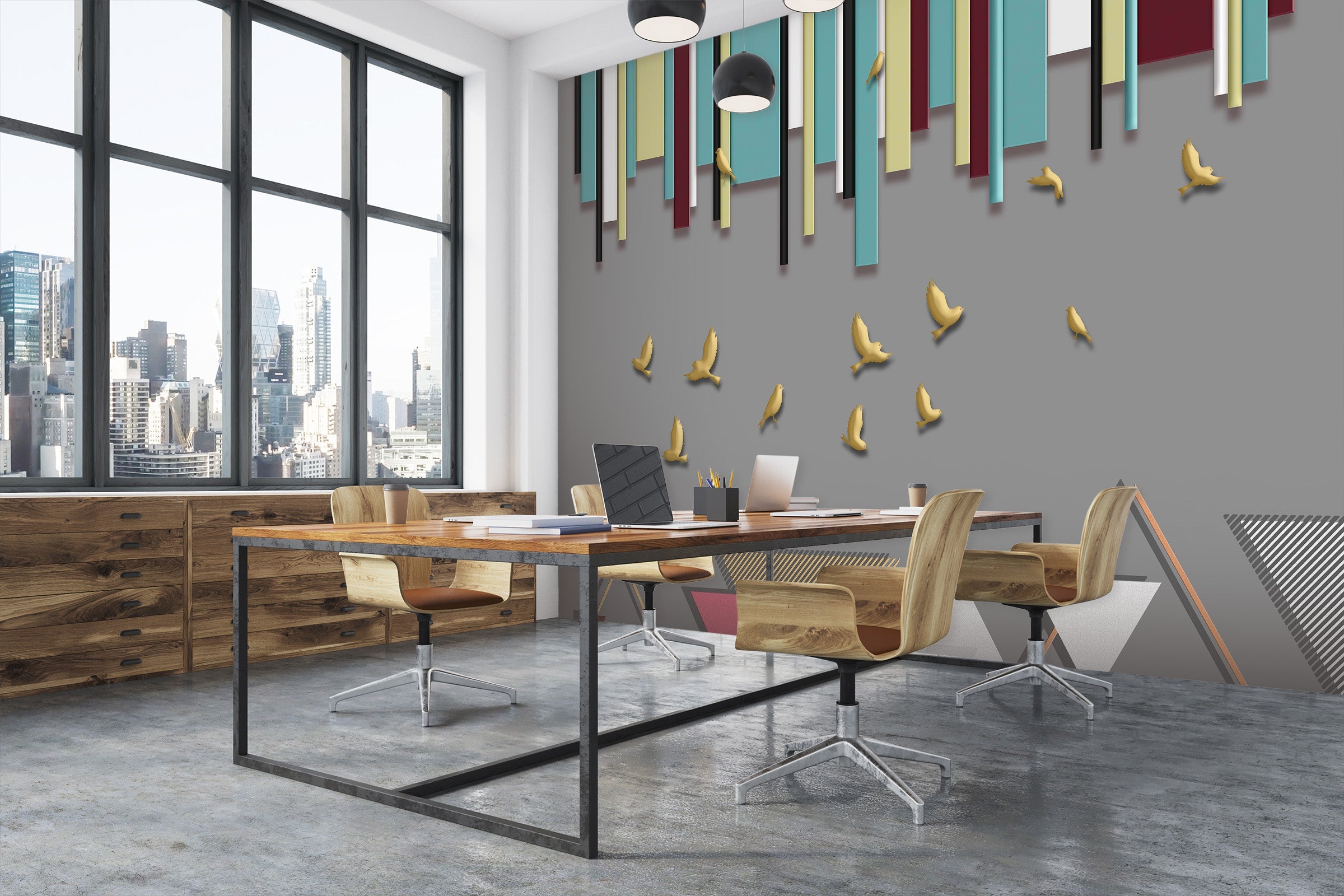 3D Golden Bird 016 Wall Murals Wallpaper AJ Wallpaper 2