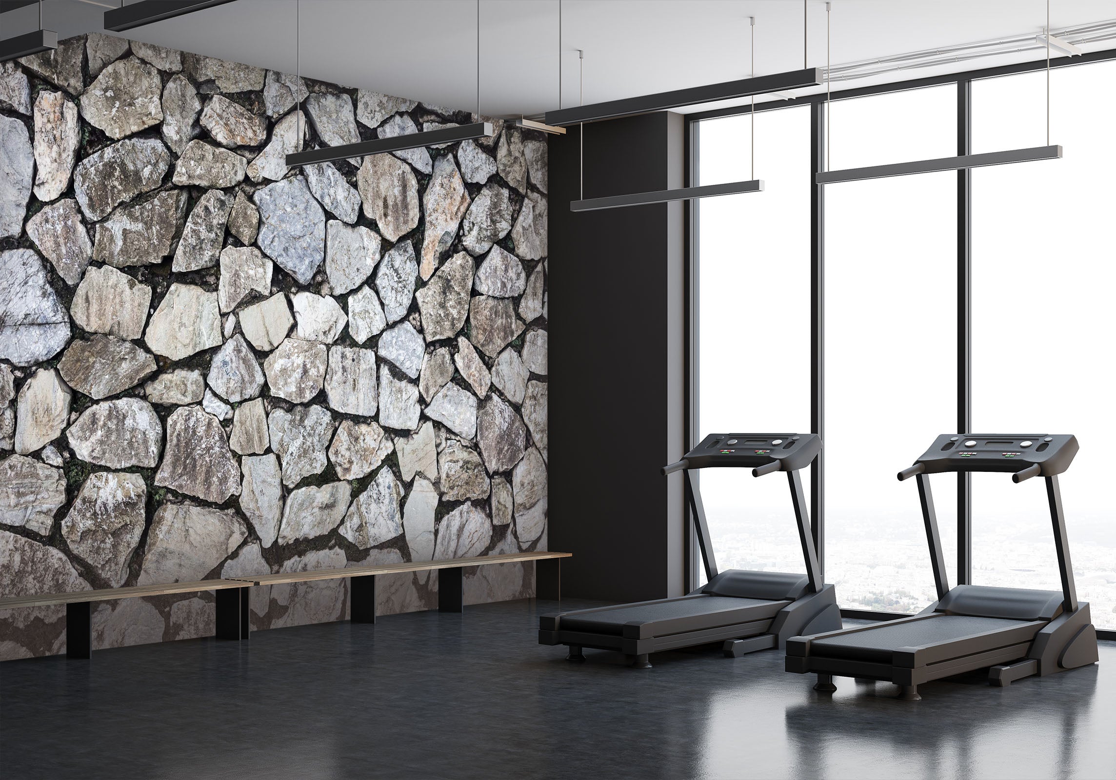 3D Gray Stone Wall 094 Wall Murals