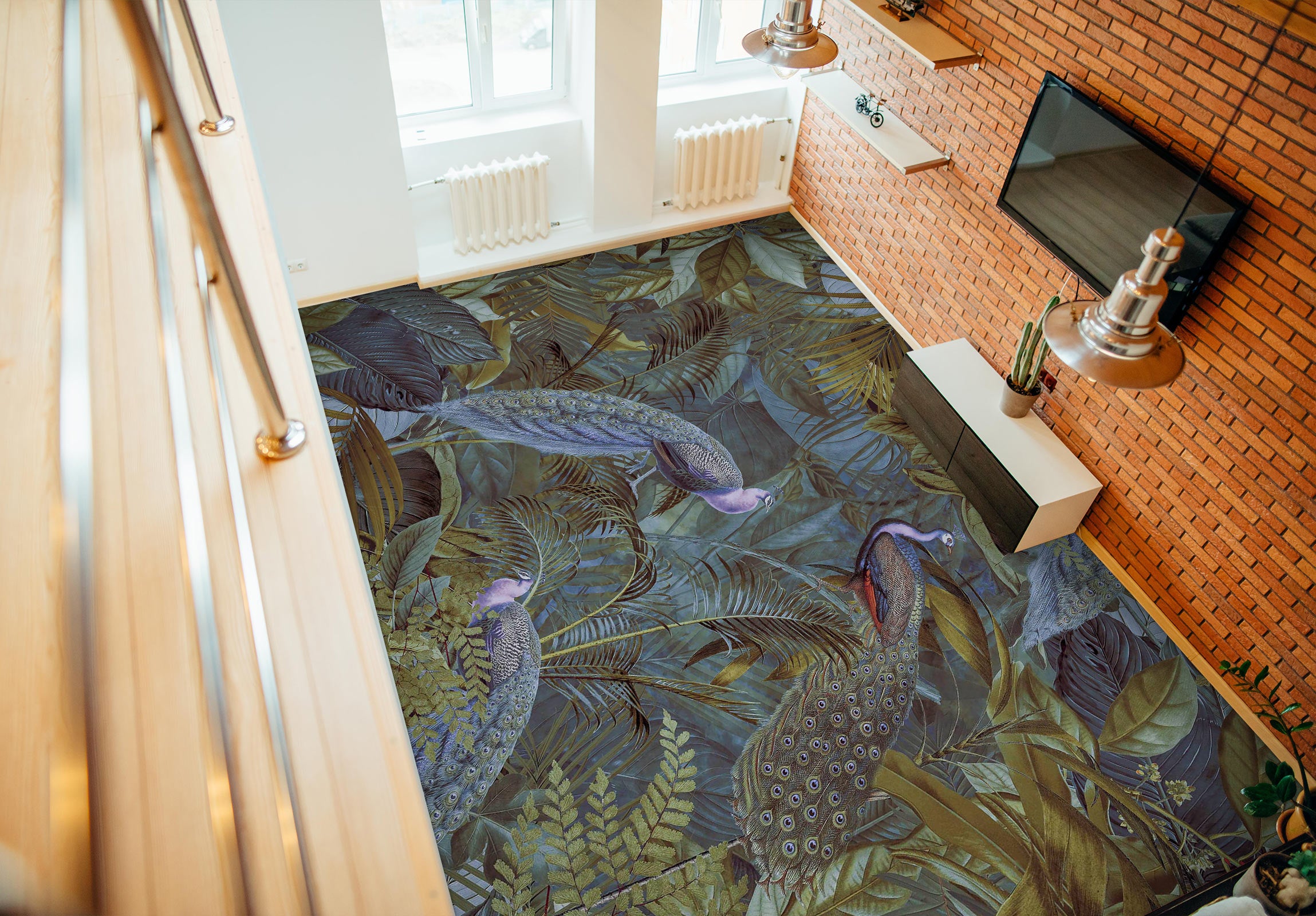 3D Peacock Jungle 10041 Andrea Haase Floor Mural Wallpaper Murals Self-Adhesive Removable Print Epoxy