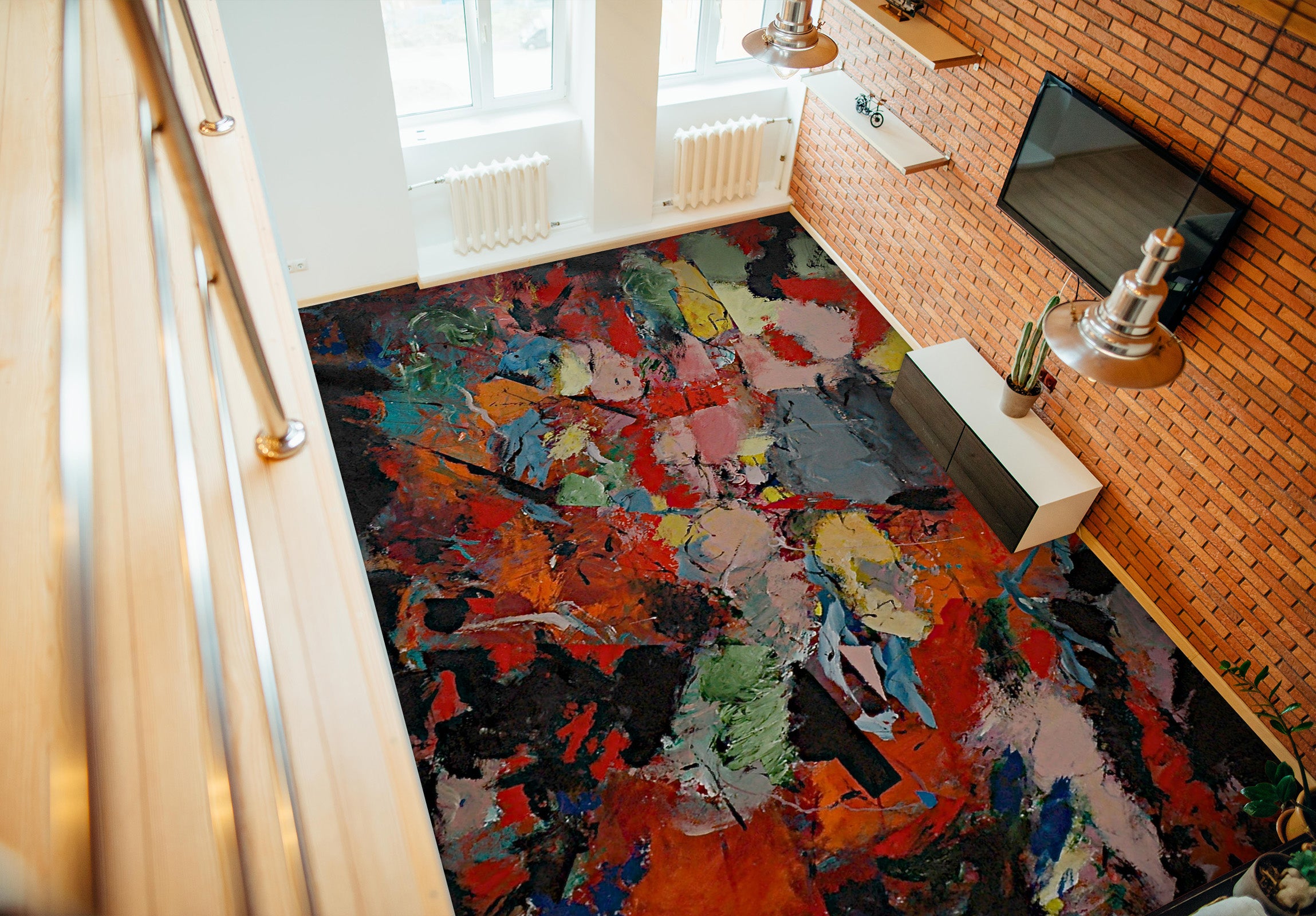 3D Colorful Paint Pattern 9921 Allan P. Friedlander Floor Mural Wallpaper Murals Self-Adhesive Removable Print Epoxy