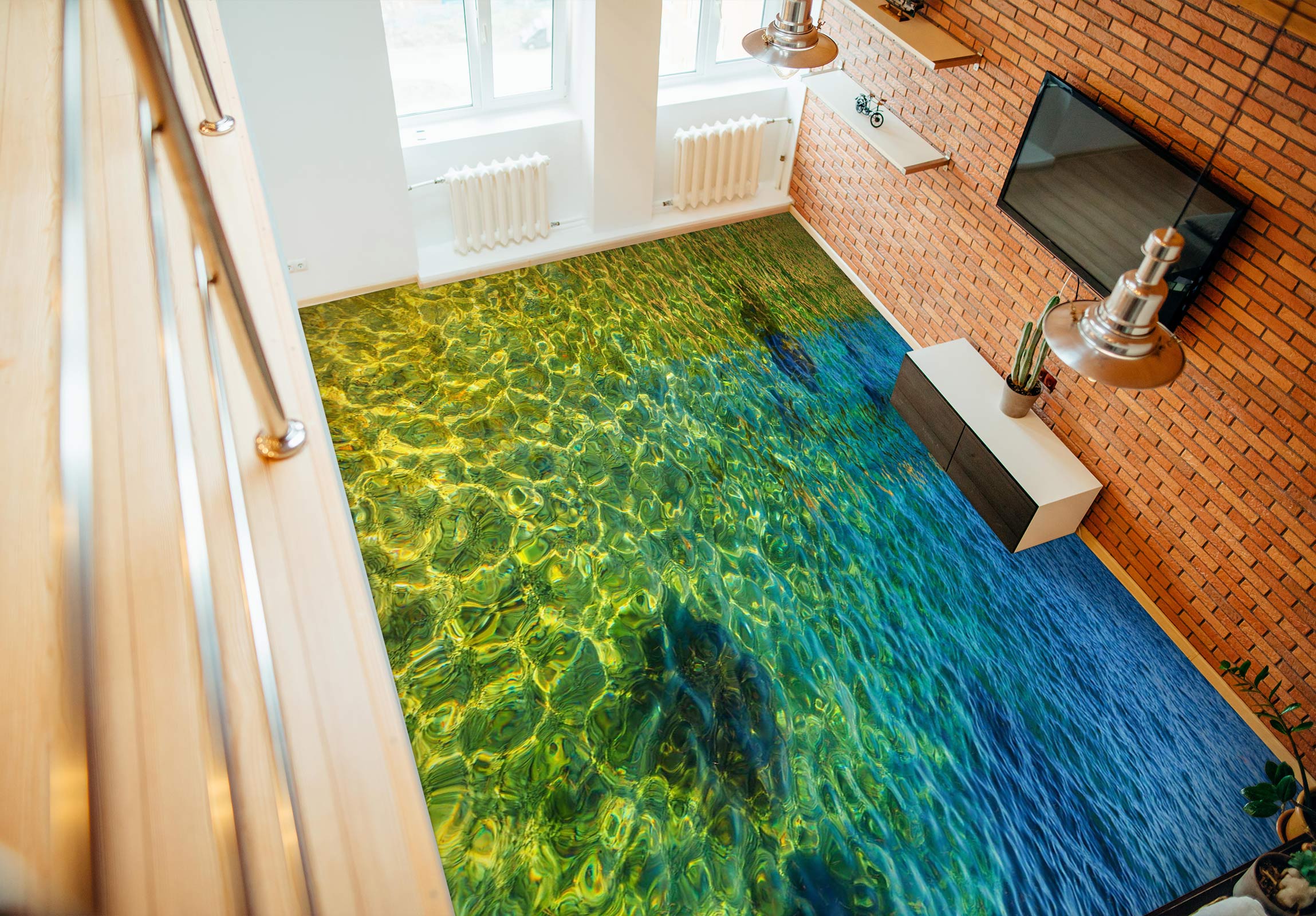 3D Green Water Ripples 1326 Floor Mural Wallpaper Murals Self-Adhesive Removable Print Epoxy