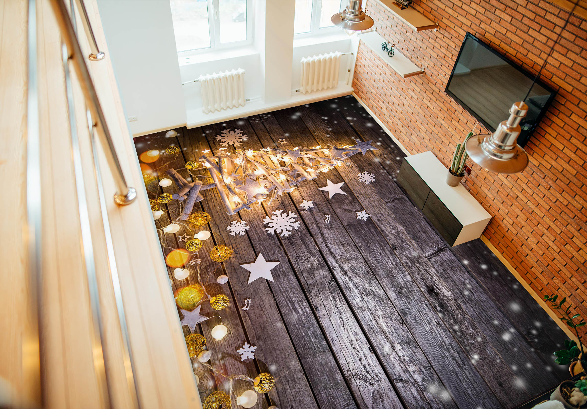 3D White Christmas Tree 1444 Floor Mural Wallpaper Murals Self-Adhesive Removable Print Epoxy