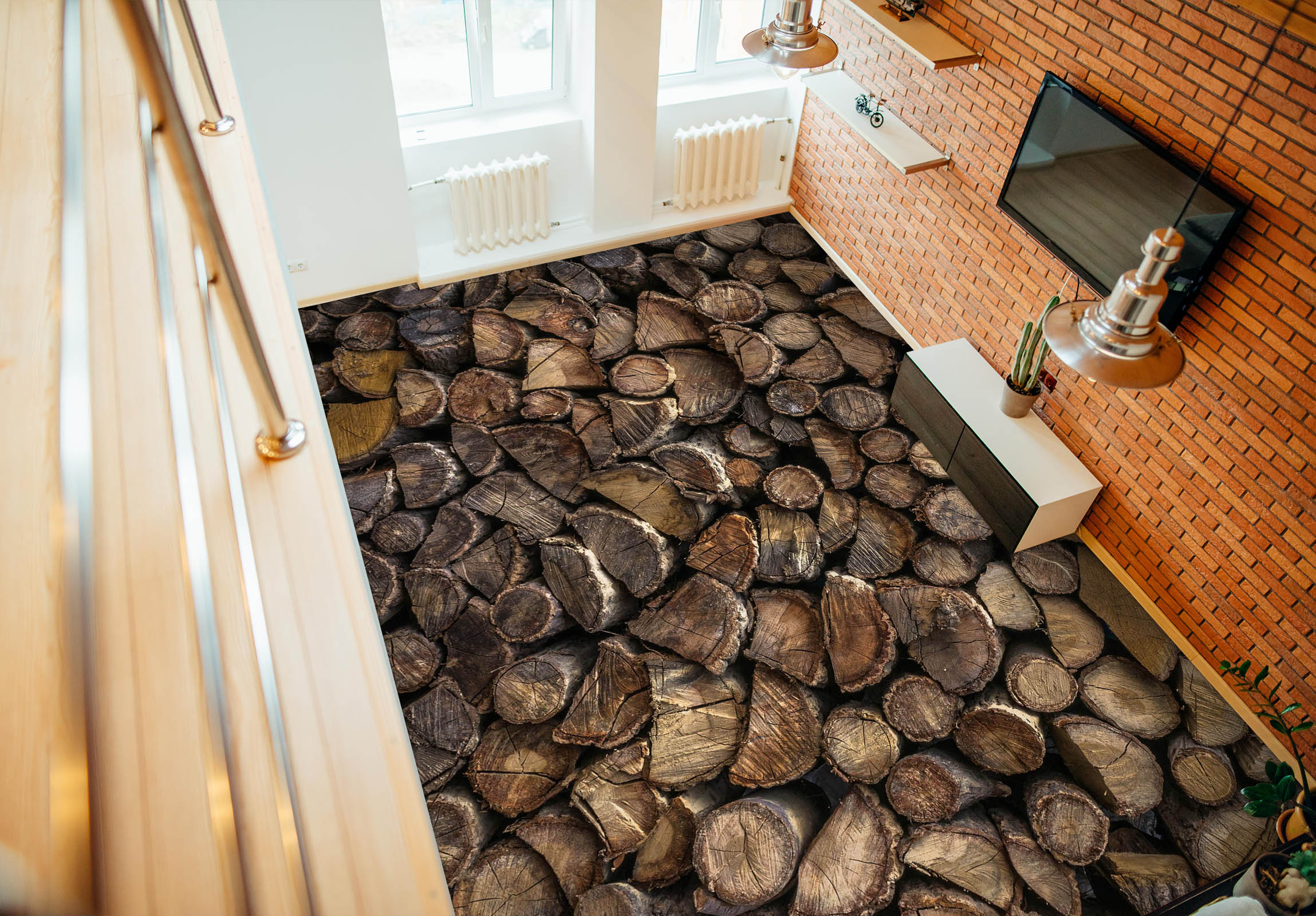 3D Stacked Wood 1502 Floor Mural Wallpaper Murals Self-Adhesive Removable Print Epoxy