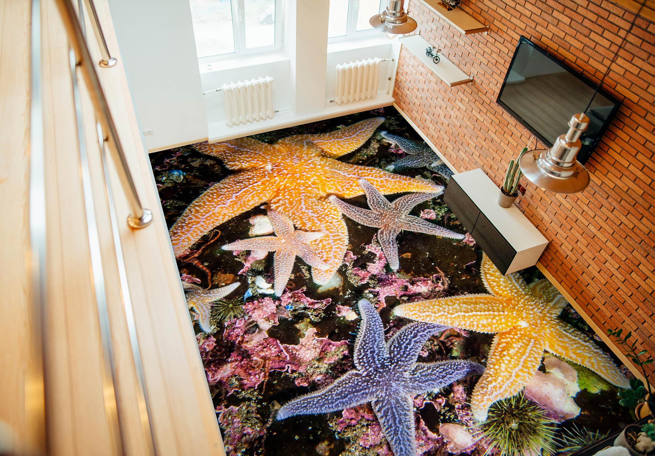 3D Cute Fat Starfish 425 Floor Mural Wallpaper Murals Rug & Mat Print Epoxy waterproof bath floor