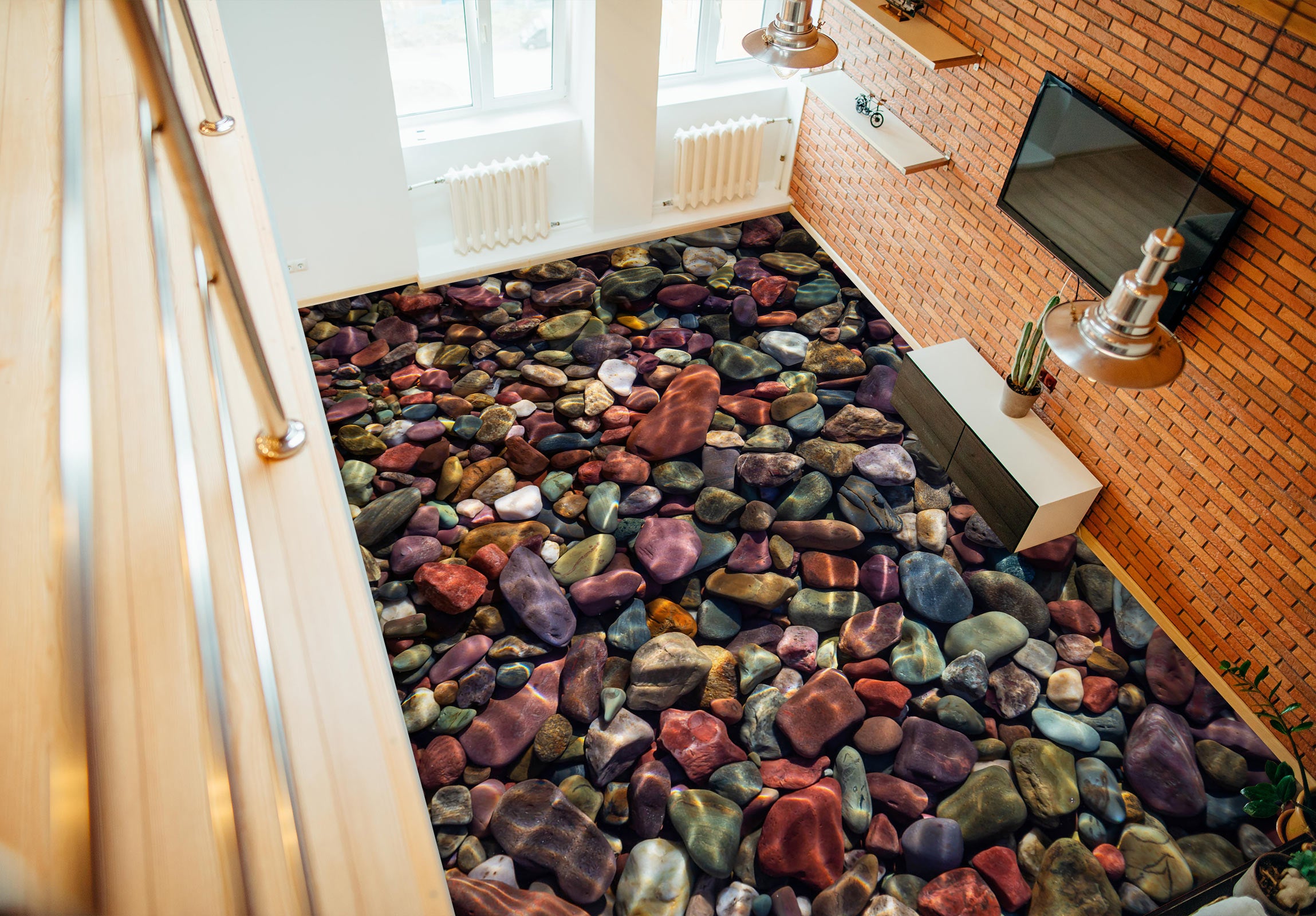 3D Deep Colored Little Stones 1054 Floor Mural Wallpaper Murals Self-Adhesive Removable Print Epoxy