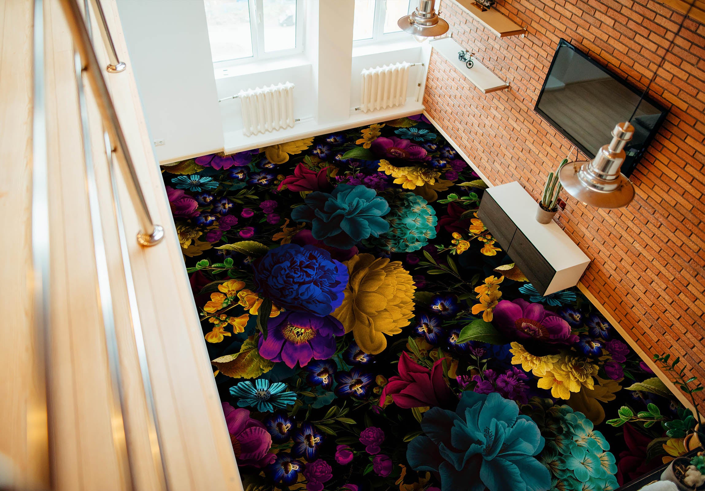 3D Colorful Flowers 99181 Uta Naumann Floor Mural Wallpaper Murals Self-Adhesive Removable Print Epoxy