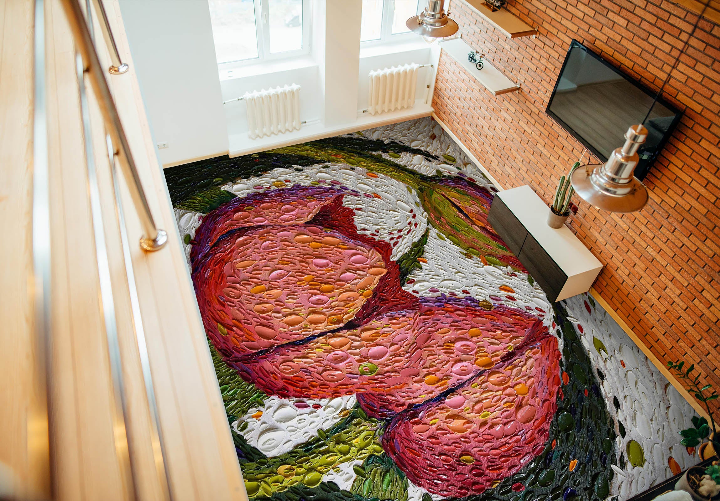 3D Red Lotus Bud 102163 Dena Tollefson Floor Mural Wallpaper Murals Self-Adhesive Removable Print Epoxy