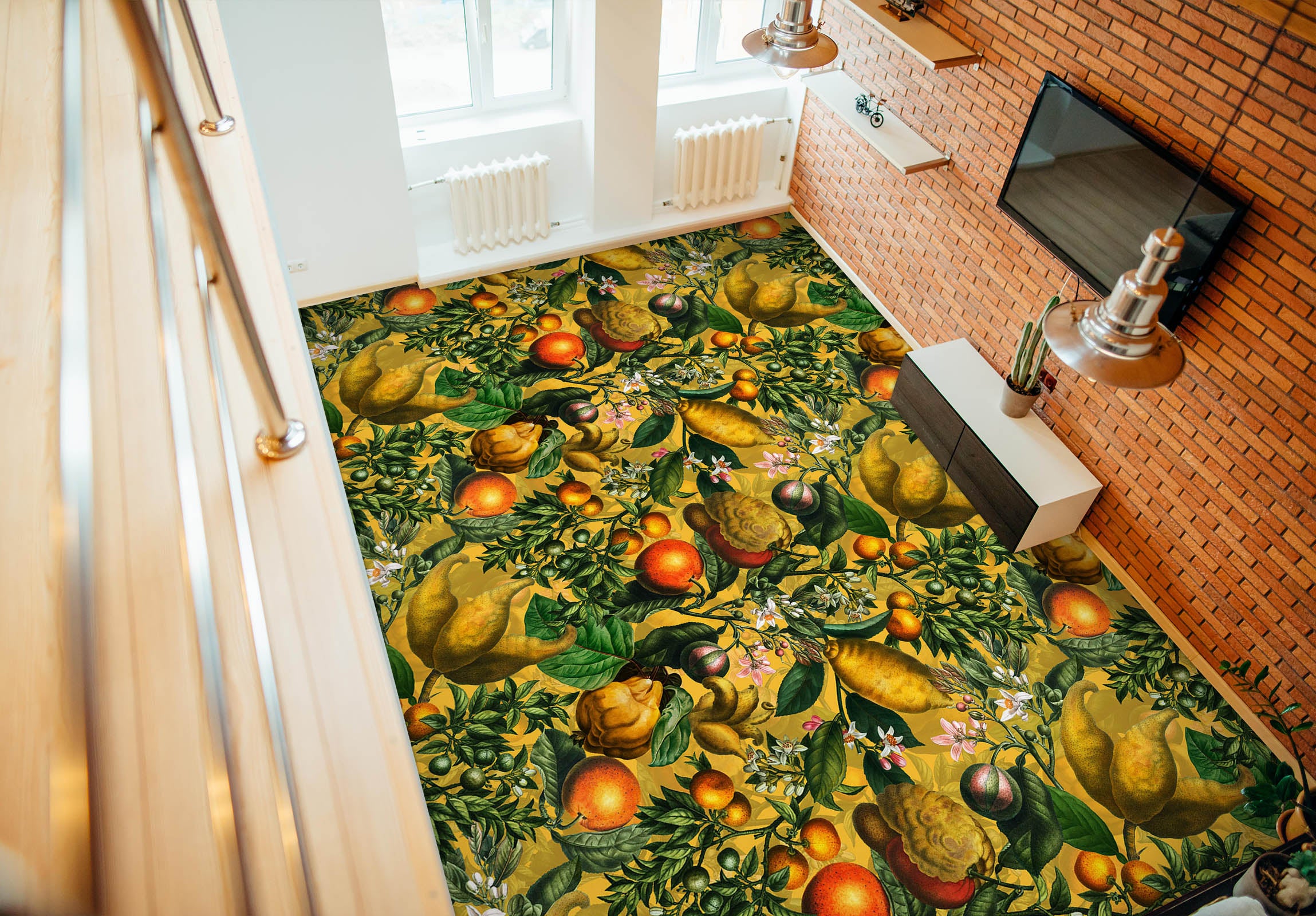 3D Orange Leaves 10028 Uta Naumann Floor Mural Wallpaper Murals Self-Adhesive Removable Print Epoxy