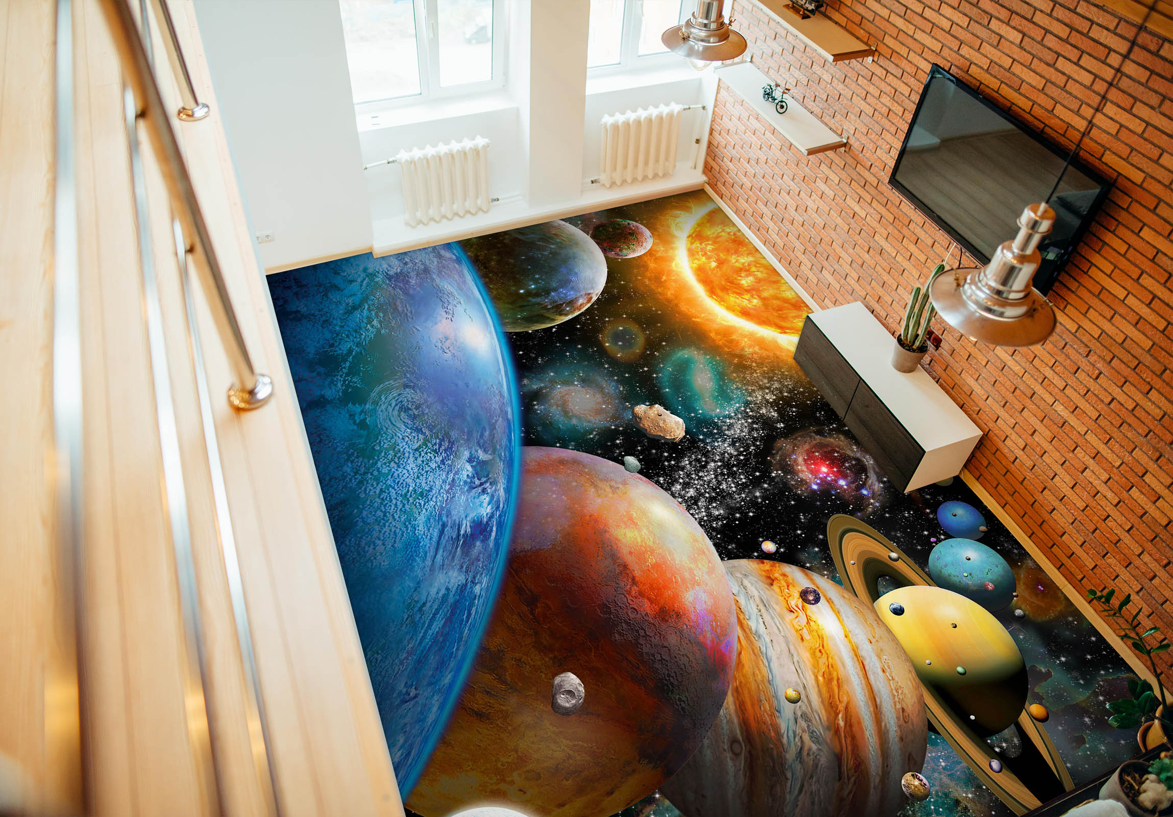 3D Cosmic Planet Adrian Chesterman Floor Mural Wallpaper Murals Self-Adhesive Removable Print Epoxy