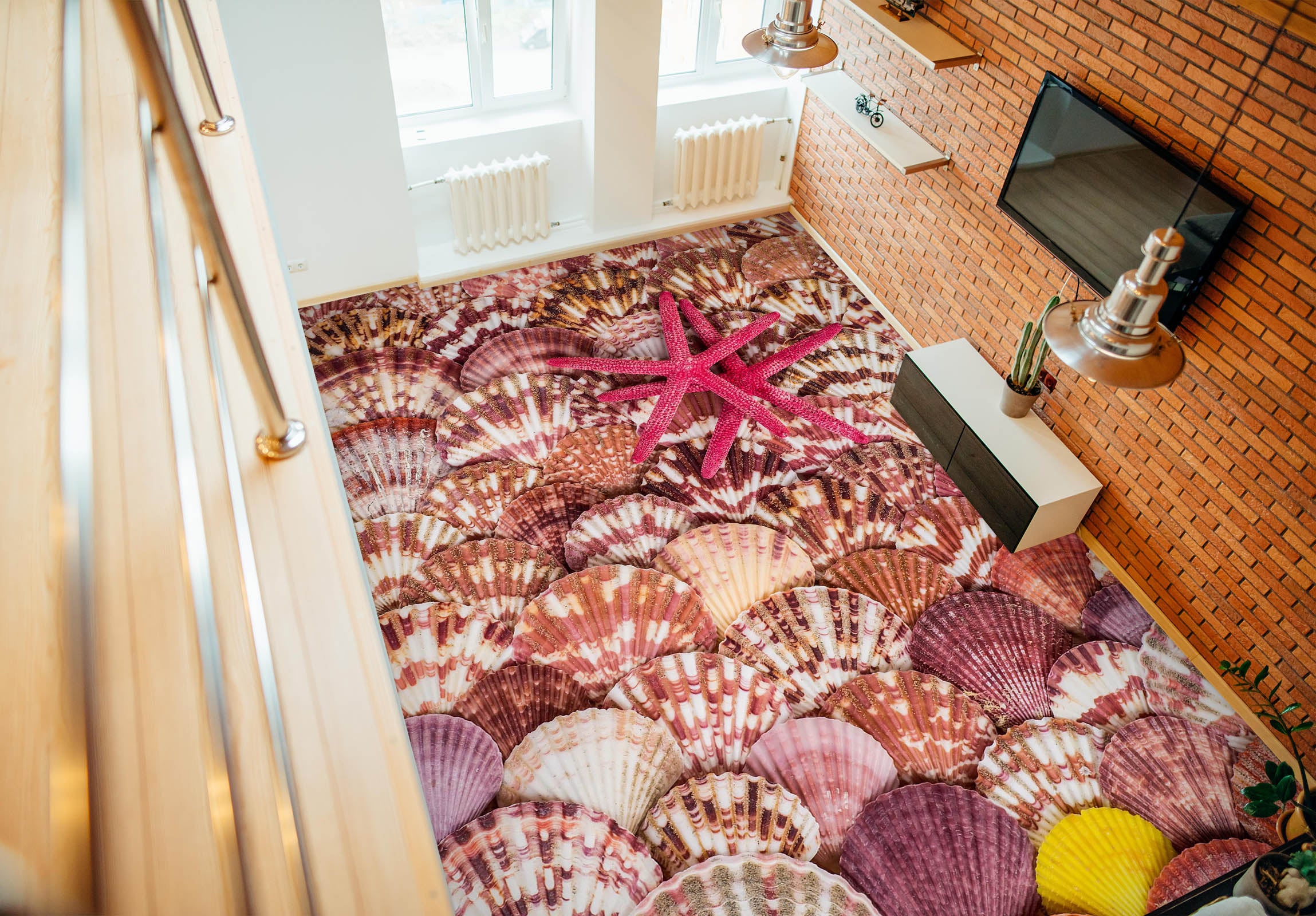 3D Dark Pink Starfish 337 Floor Mural Wallpaper Murals Rug & Mat Print Epoxy waterproof bath floor