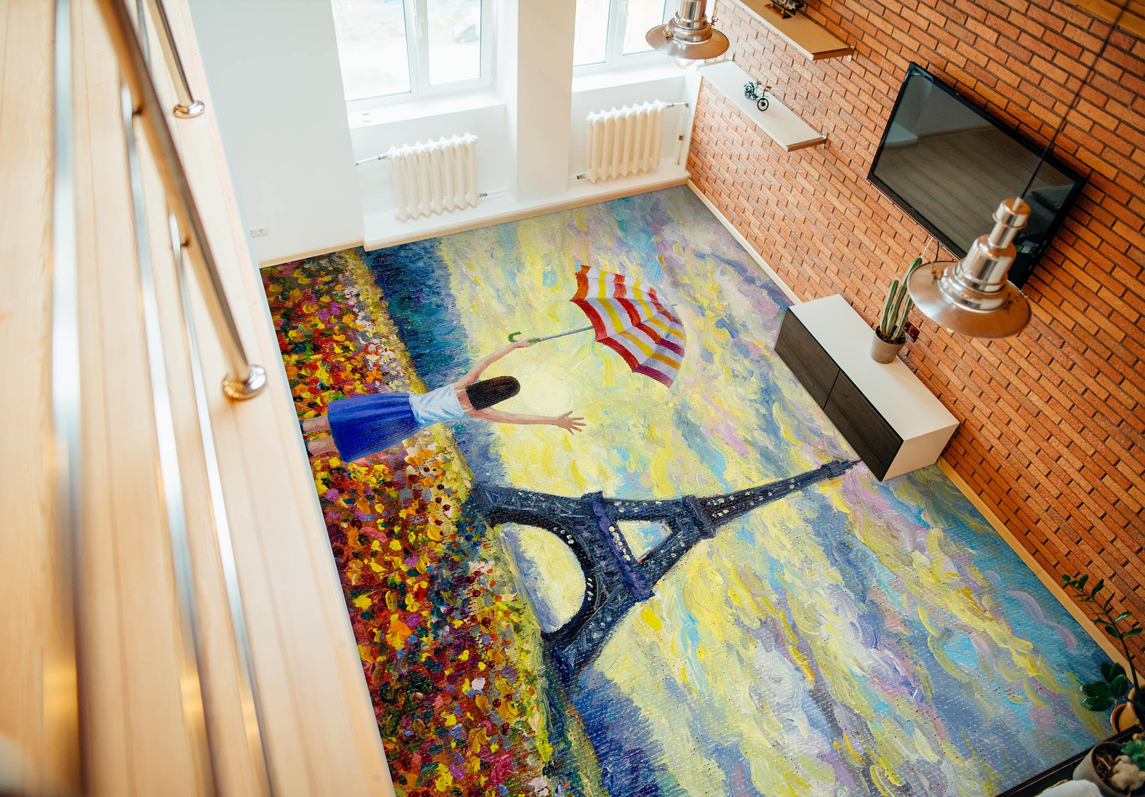 3D Eiffel Tower Oil Painting 1223 Floor Mural Wallpaper Murals Self-Adhesive Removable Print Epoxy