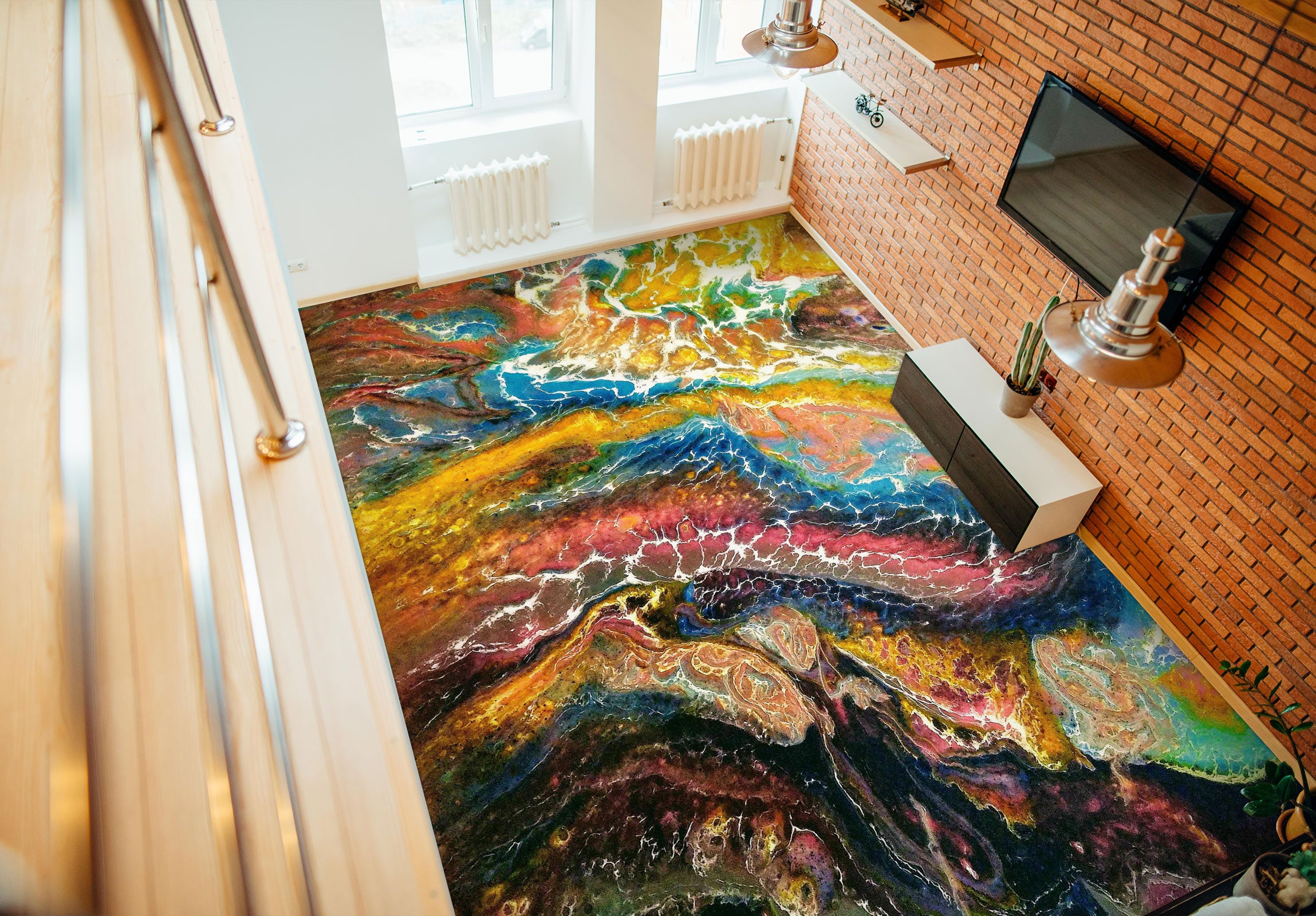 3D Shining Colorful Sea 671 Floor Mural Wallpaper Murals Rug & Mat Print Epoxy waterproof bath floor