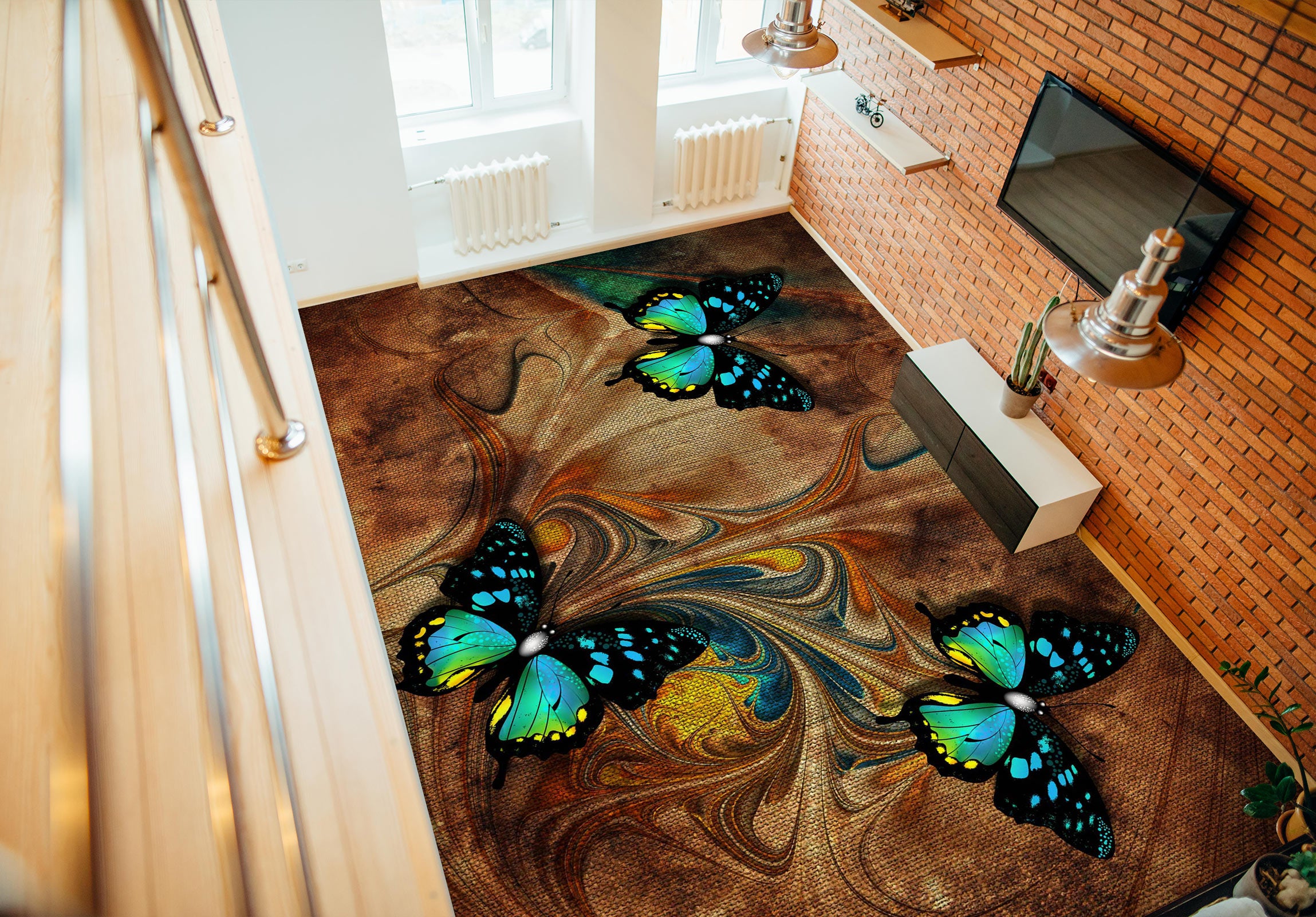 3D Fluorescent Butterflies 436 Floor Mural Wallpaper Murals Rug & Mat Print Epoxy waterproof bath floor