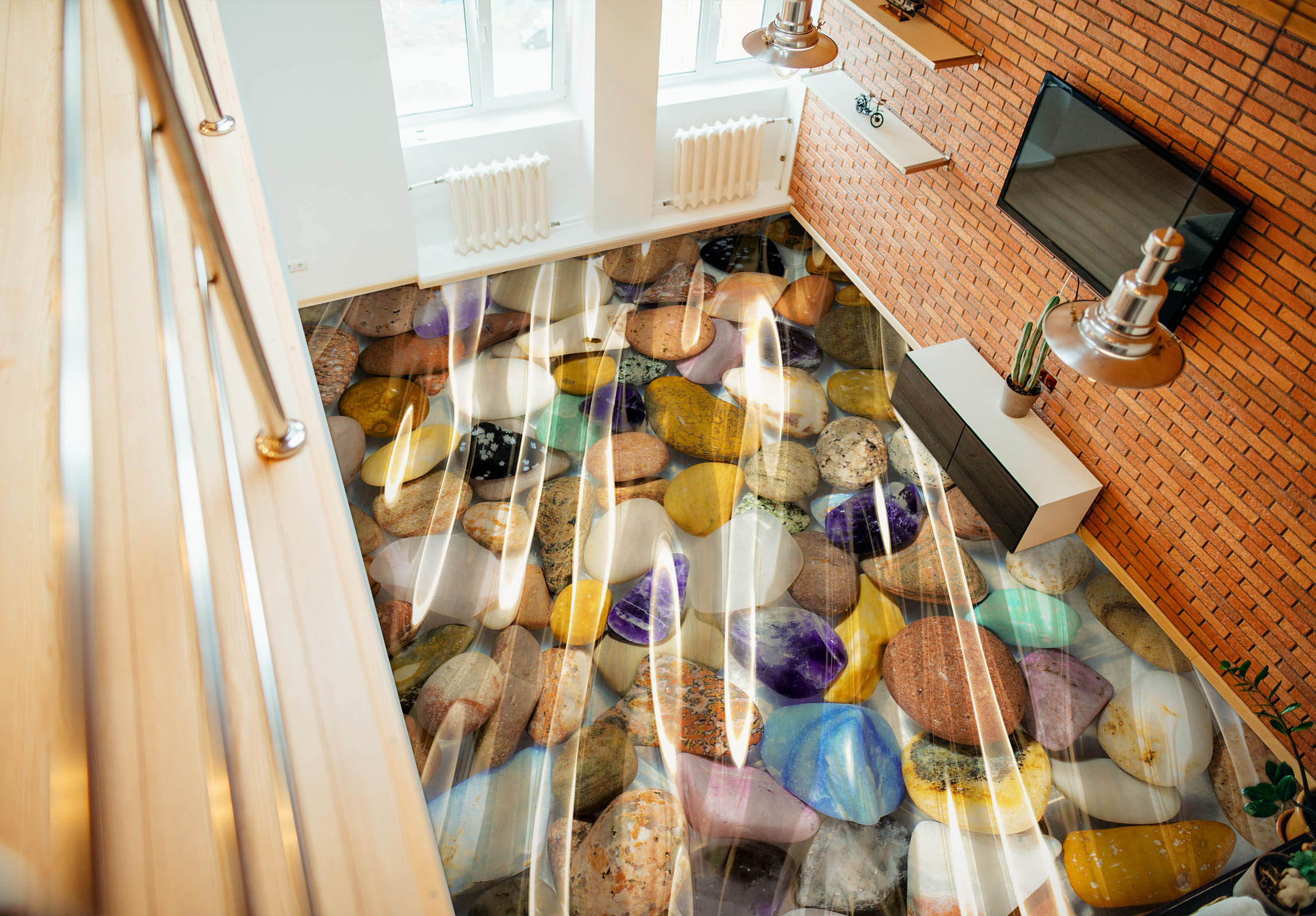 3D Colorful Pebbles 039 Floor Mural