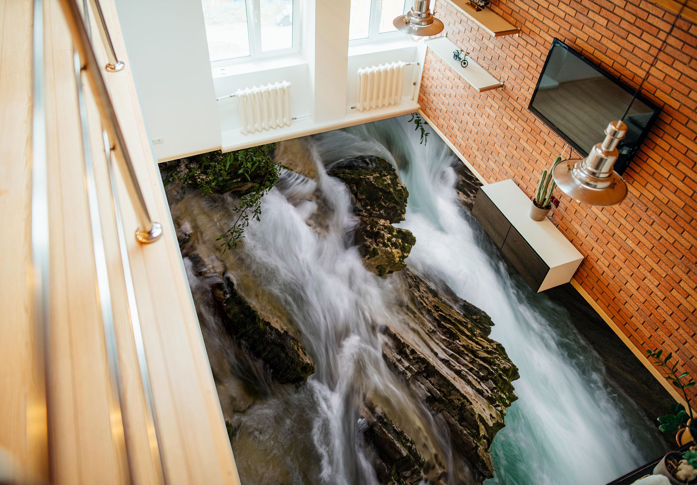 3D Rock Wall Waterfall 1086 Floor Mural Wallpaper Murals Self-Adhesive Removable Print Epoxy