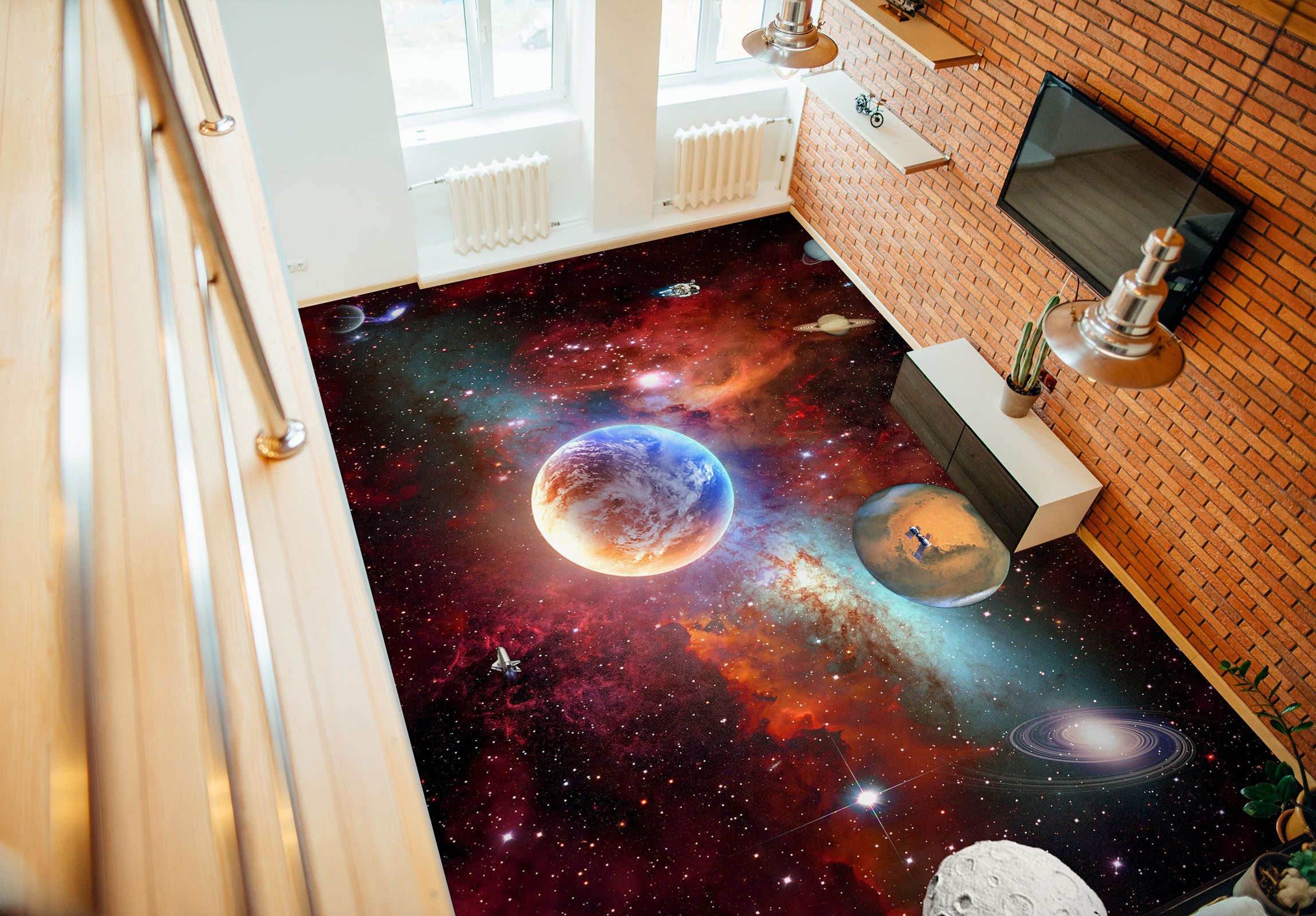 3D Two-color Planet 426 Floor Mural Wallpaper Murals Rug & Mat Print Epoxy waterproof bath floor