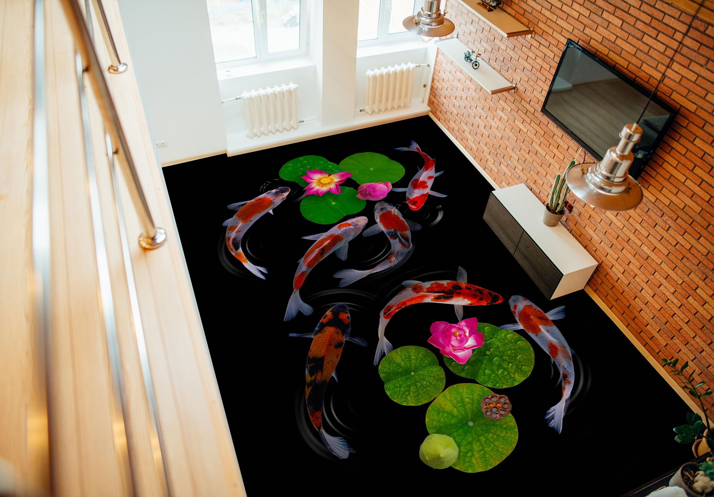 3D Lucky Deep Pink Water Lilies 464 Floor Mural Wallpaper Murals Rug & Mat Print Epoxy waterproof bath floor