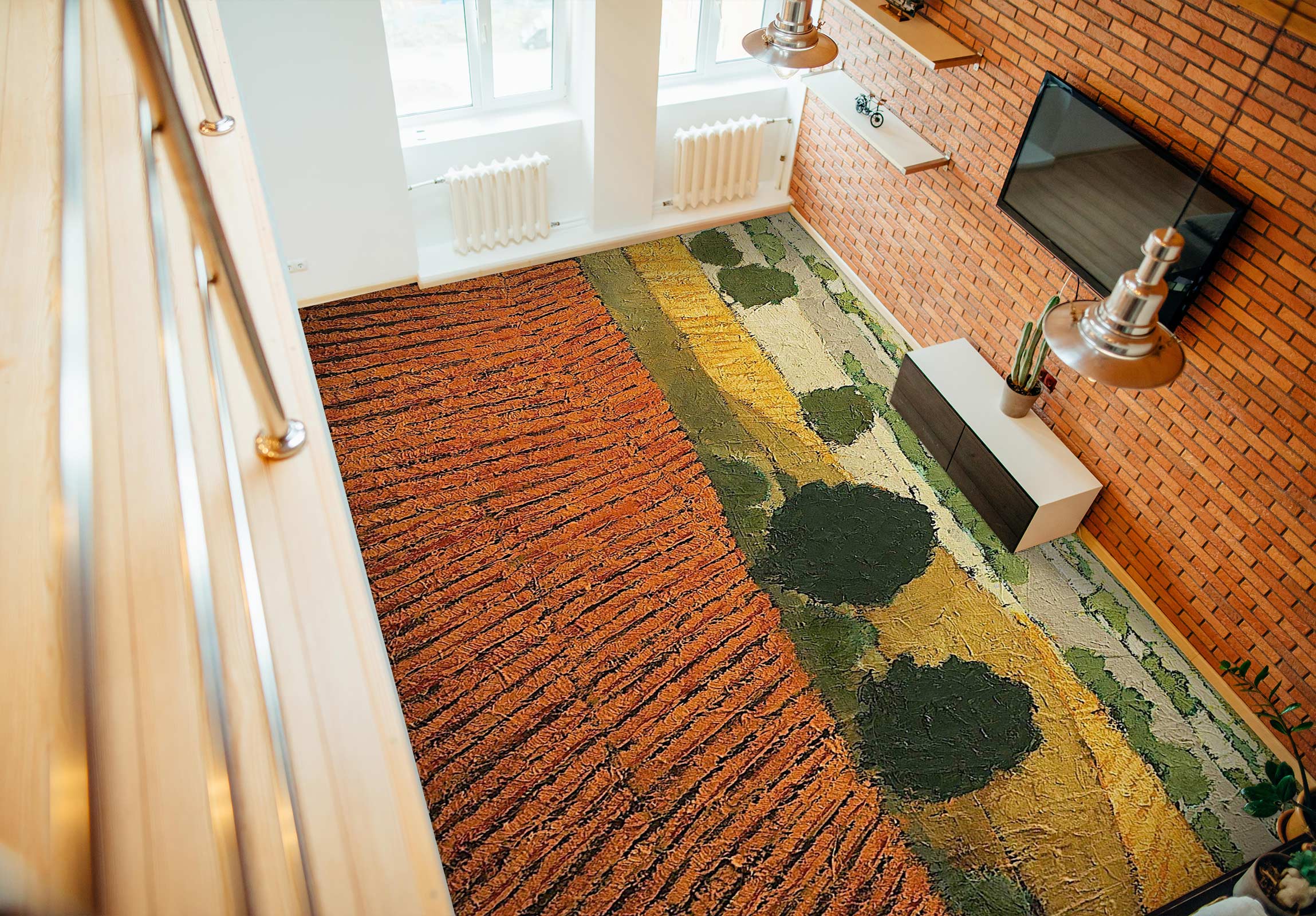 3D Field Tree Painting 9522 Allan P. Friedlander Floor Mural Wallpaper Murals Self-Adhesive Removable Print Epoxy