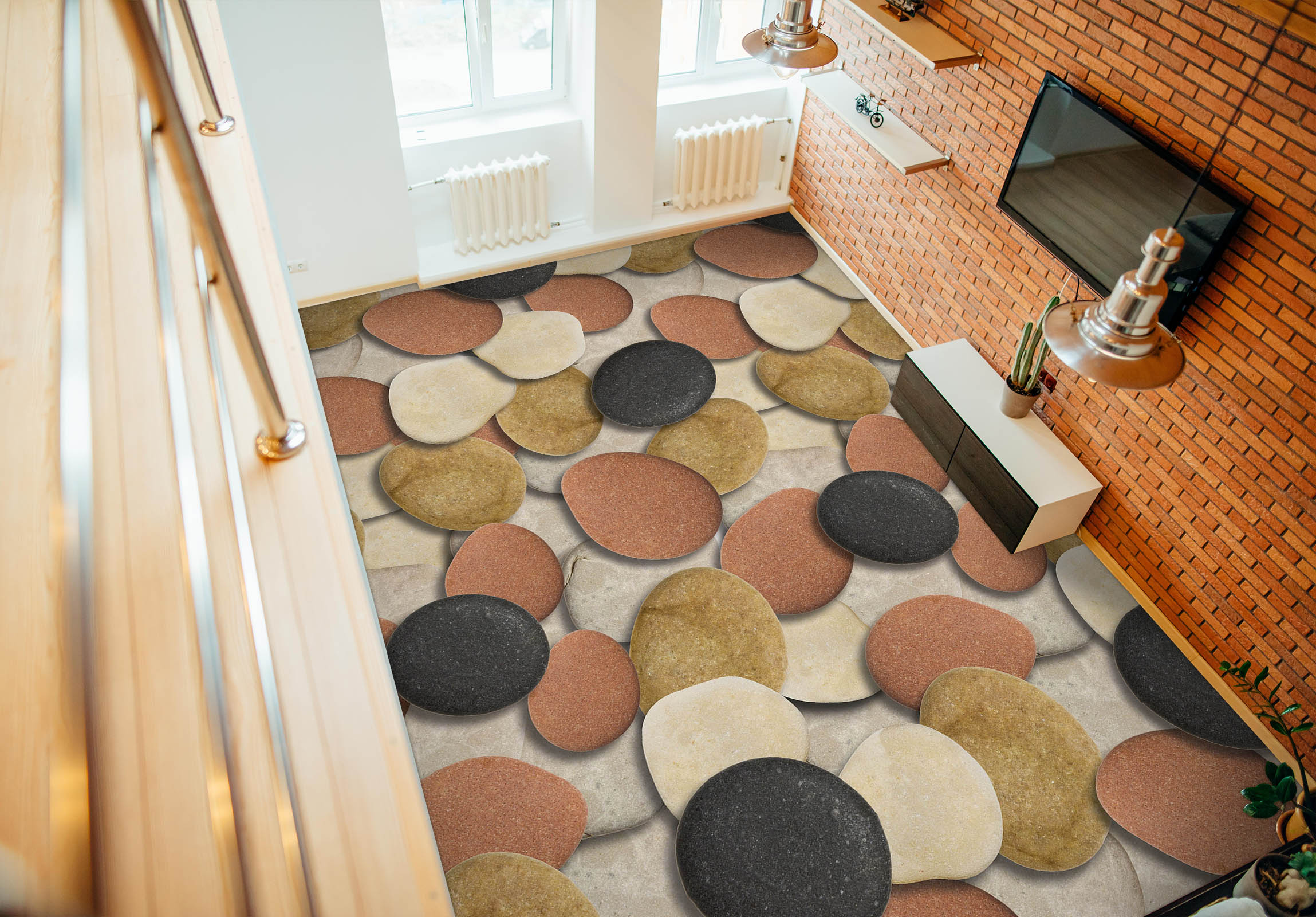 3D Pebbles Of Four Colors 763 Floor Mural Wallpaper Murals Rug & Mat Print Epoxy waterproof bath floor