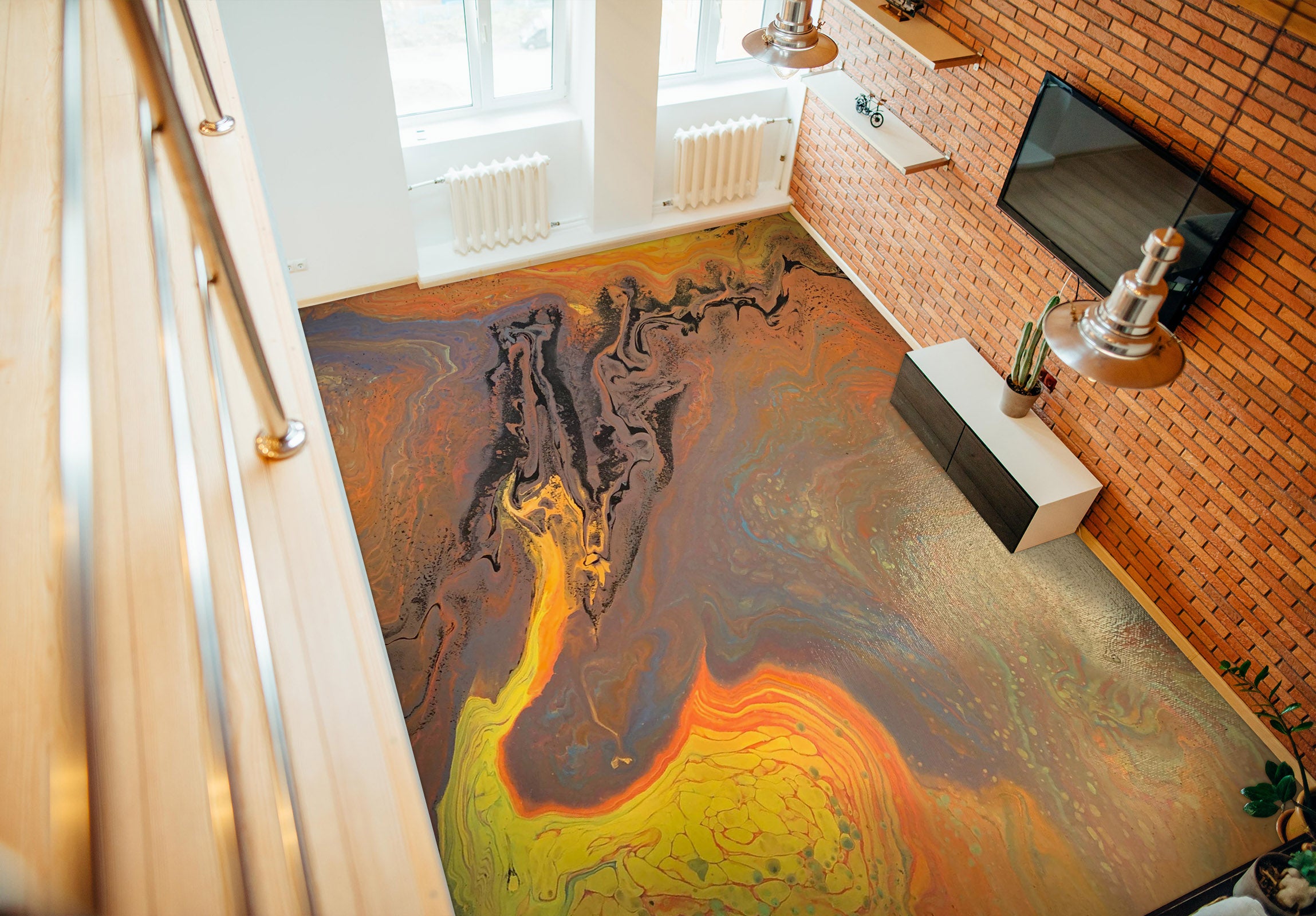 3D Golden Brown Texture 98202 Valerie Latrice Floor Mural Wallpaper Murals Self-Adhesive Removable Print Epoxy