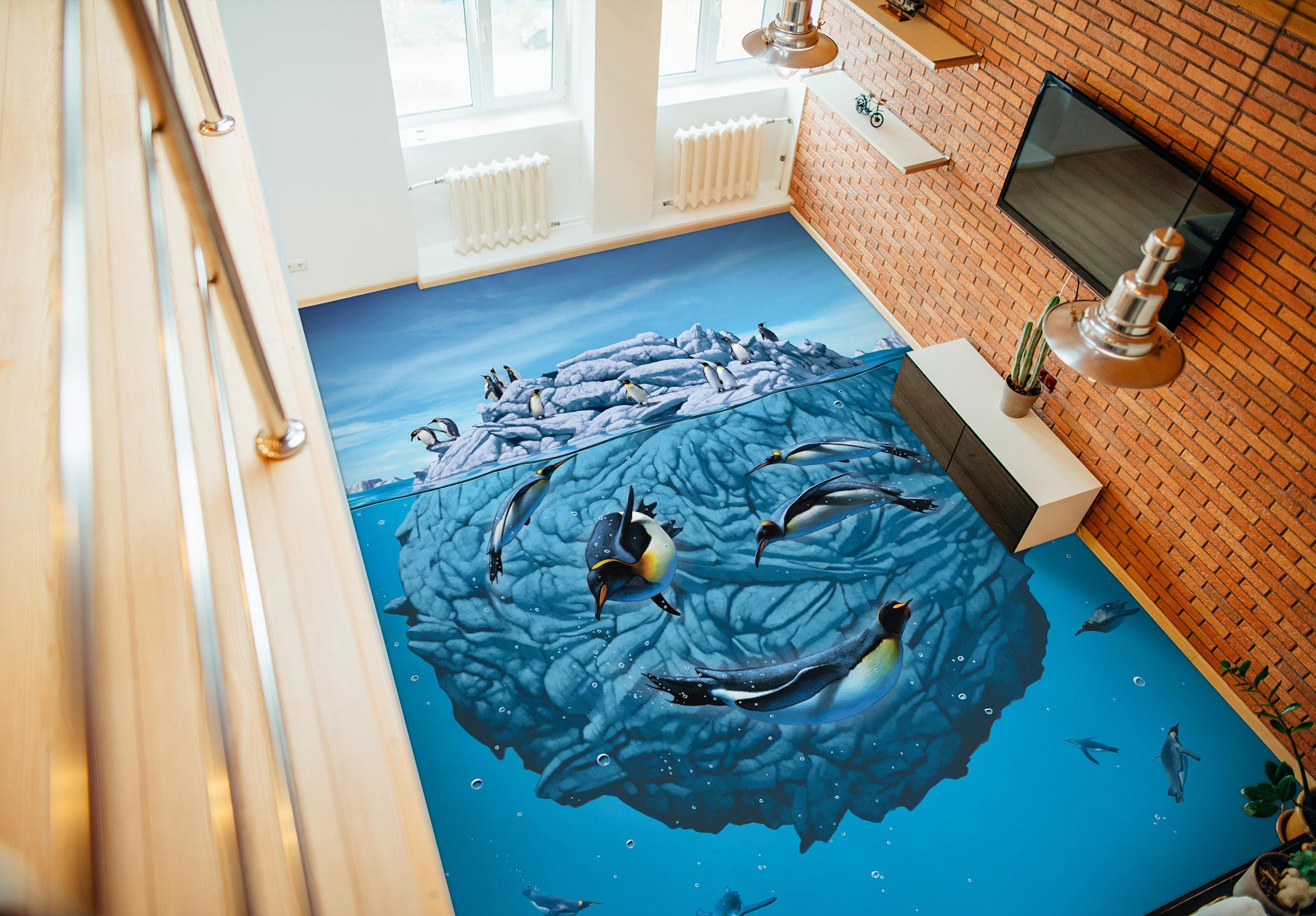 3D Penguin 98184 Vincent Floor Mural Wallpaper Murals Self-Adhesive Removable Print Epoxy