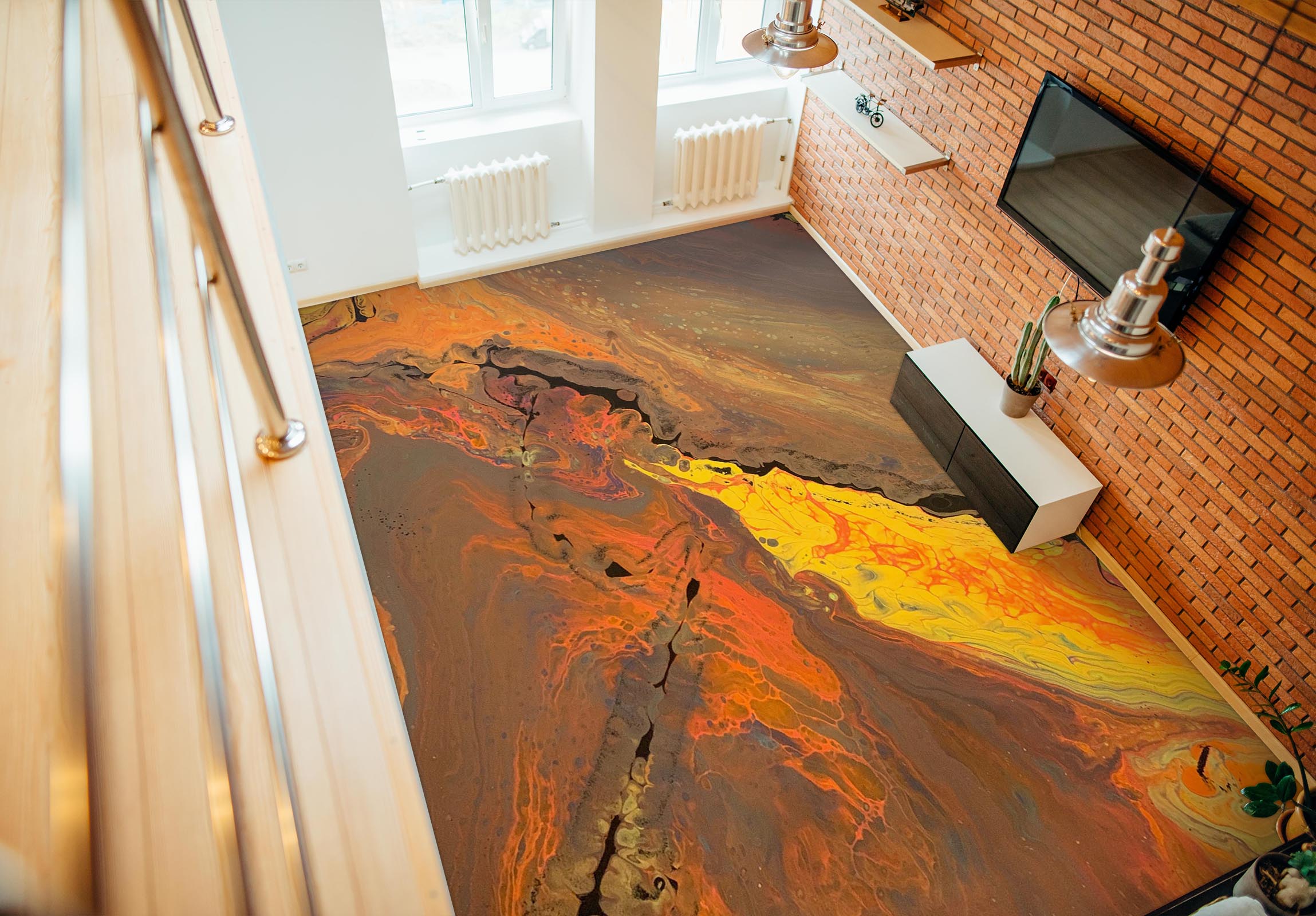 3D Golden Brown Pattern 98203 Valerie Latrice Floor Mural Wallpaper Murals Self-Adhesive Removable Print Epoxy