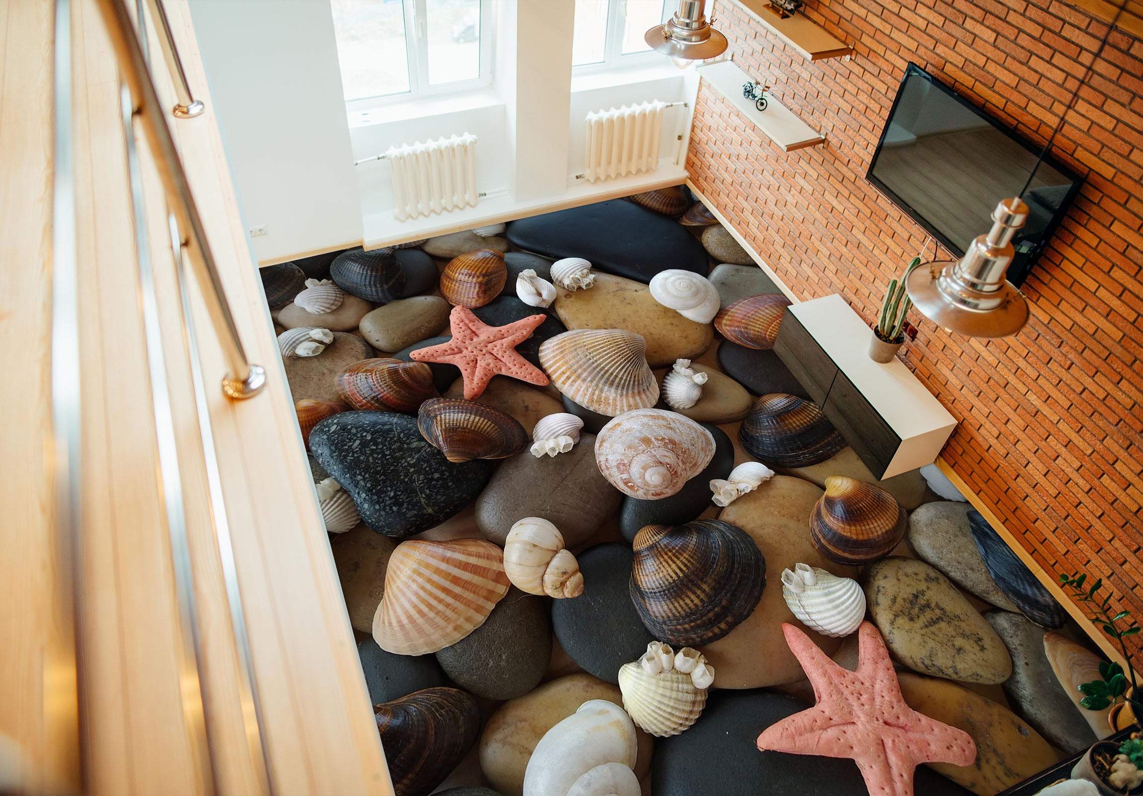 3D Delicate Pink Starfish 901 Floor Mural Wallpaper Murals Rug & Mat Print Epoxy waterproof bath floor