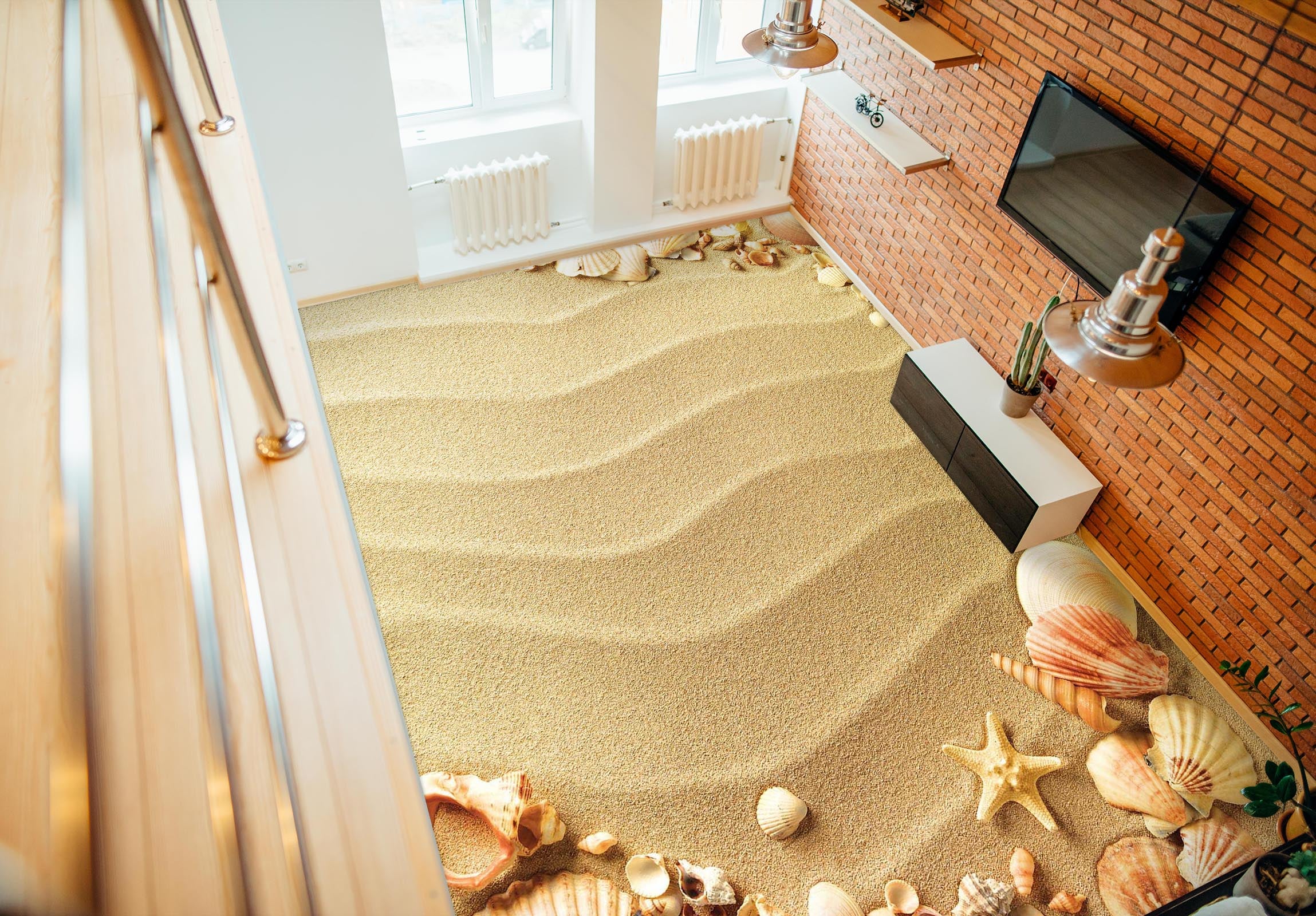 3D Happy Beach 391 Floor Mural Wallpaper Murals Rug & Mat Print Epoxy waterproof bath floor