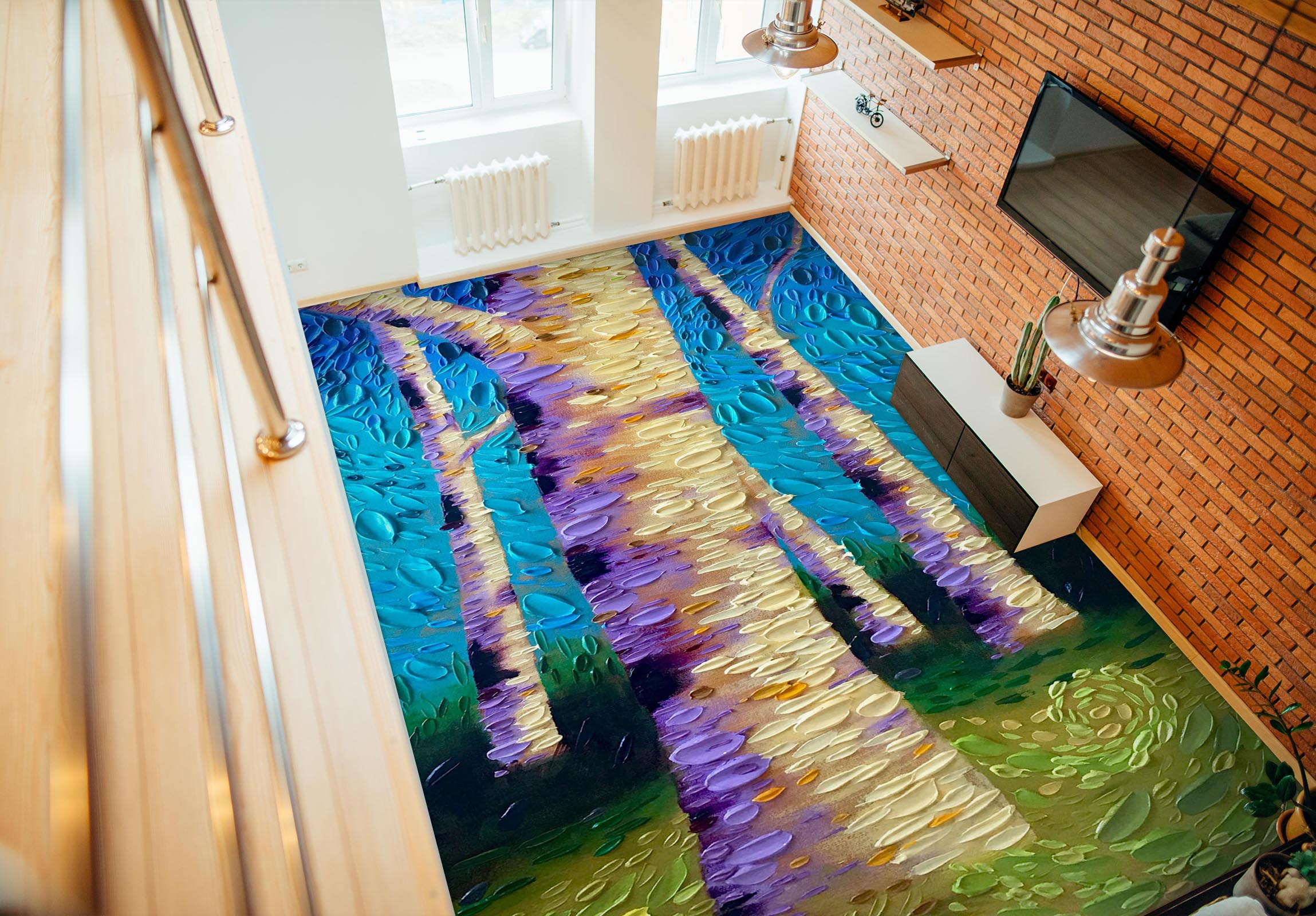 3D Trees Trunk Grass 102180 Dena Tollefson Floor Mural Wallpaper Murals Self-Adhesive Removable Print Epoxy